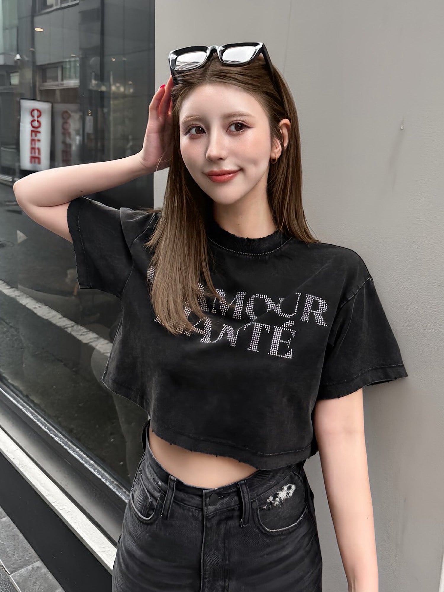 Rhinestone pigment tee