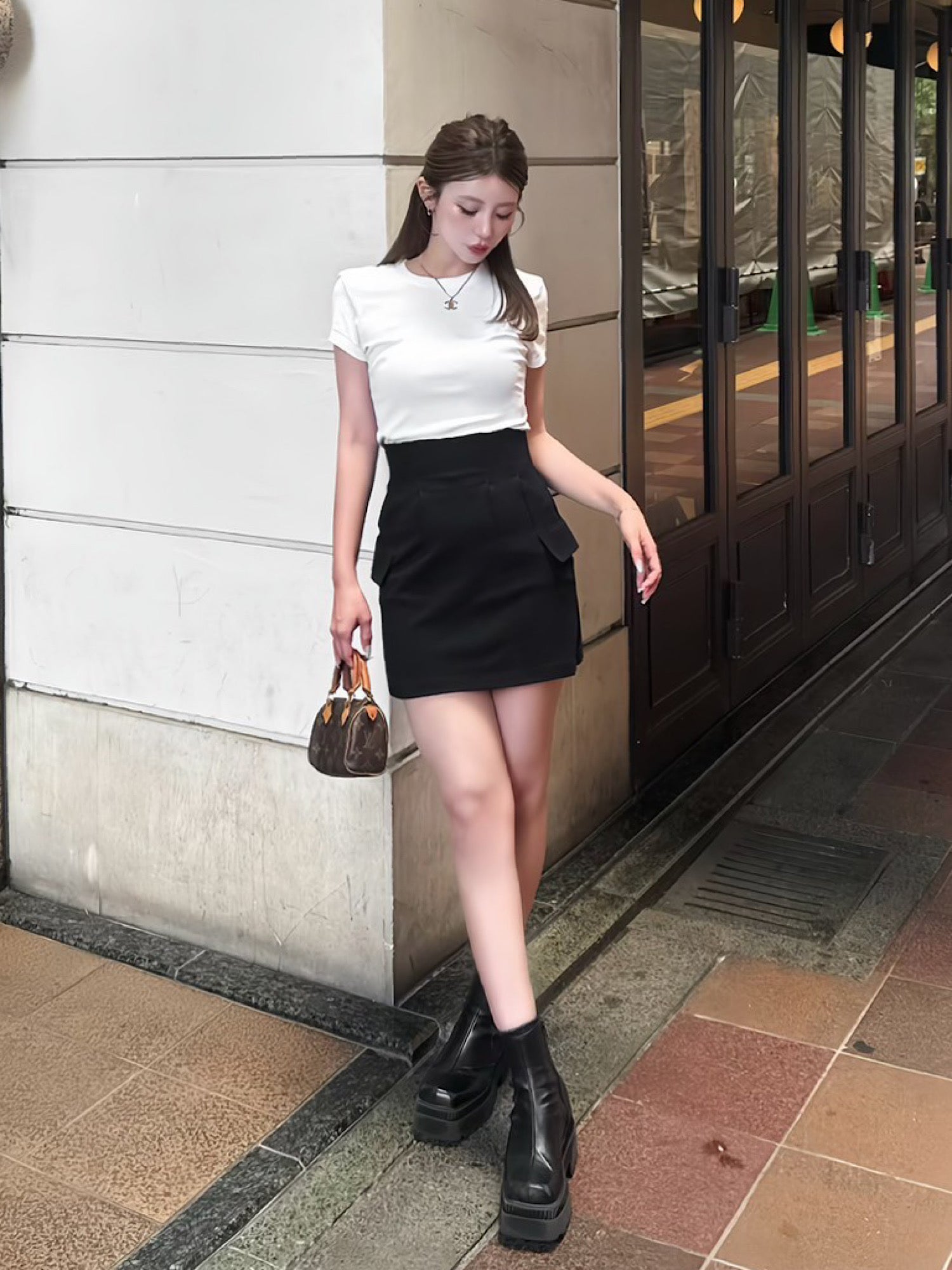 Ponch high waist mini skirt