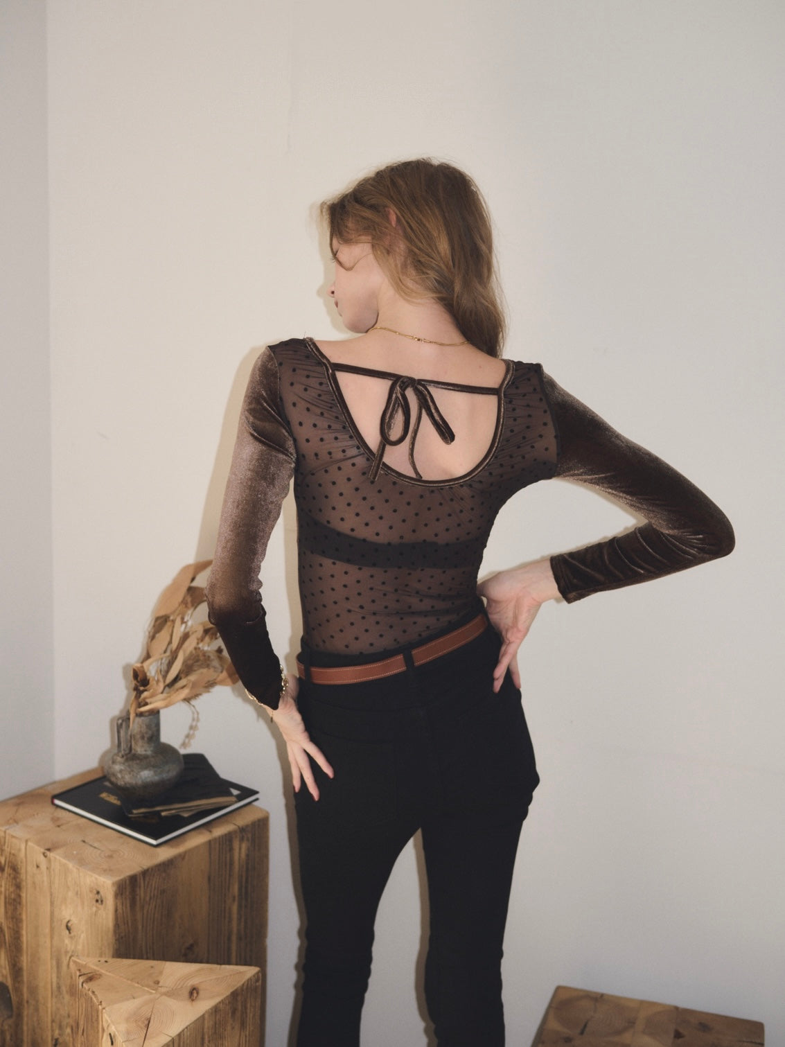 【予約】Back sheer velor tops(9月上旬発送予定)