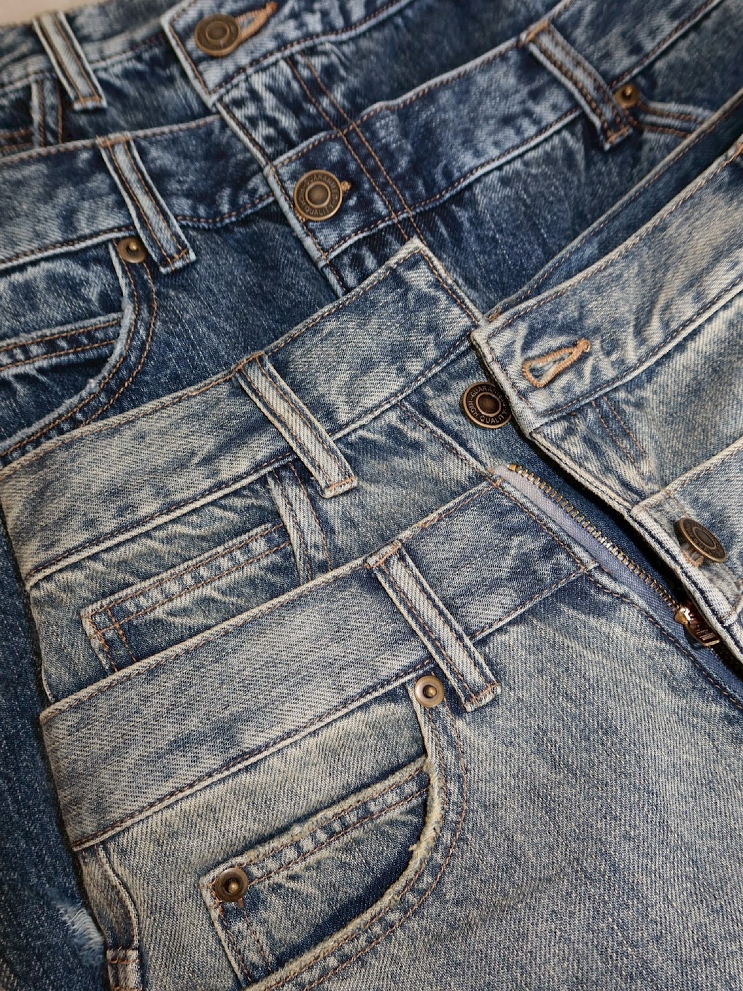 Waist layered loose denim