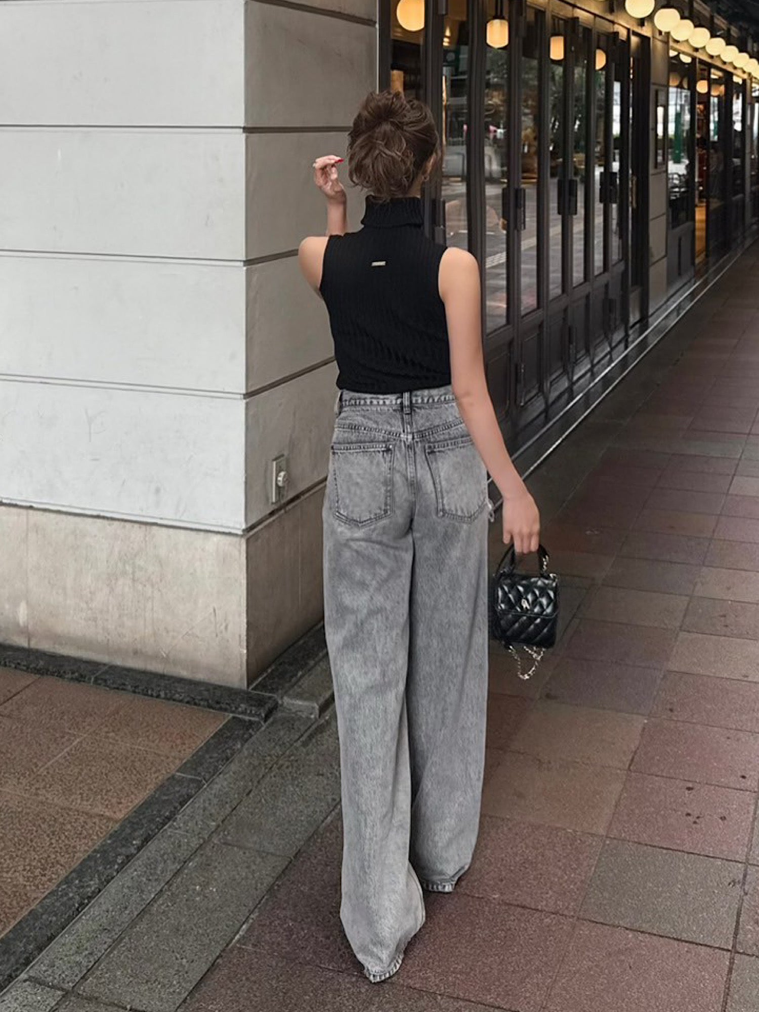 Quilted leather logo mini bag