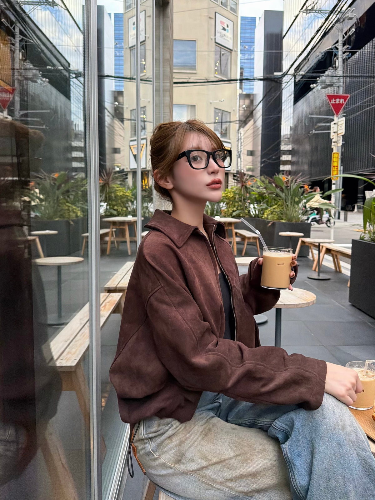 Eco suede raglan sleeves blouson(SETUP着用可)