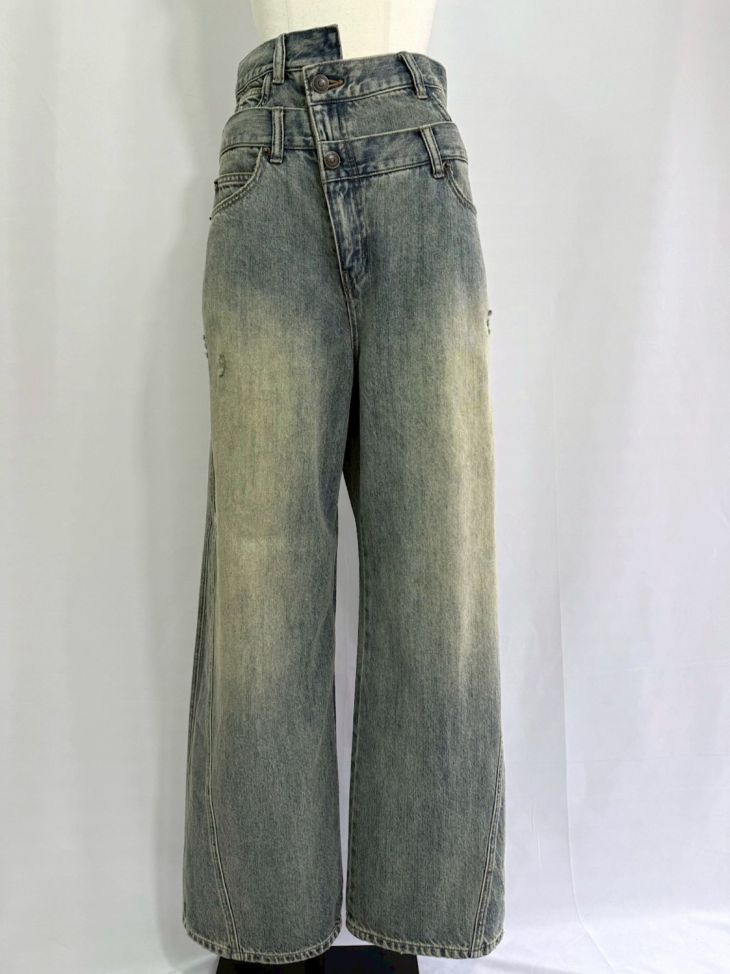 Waist layered loose denim