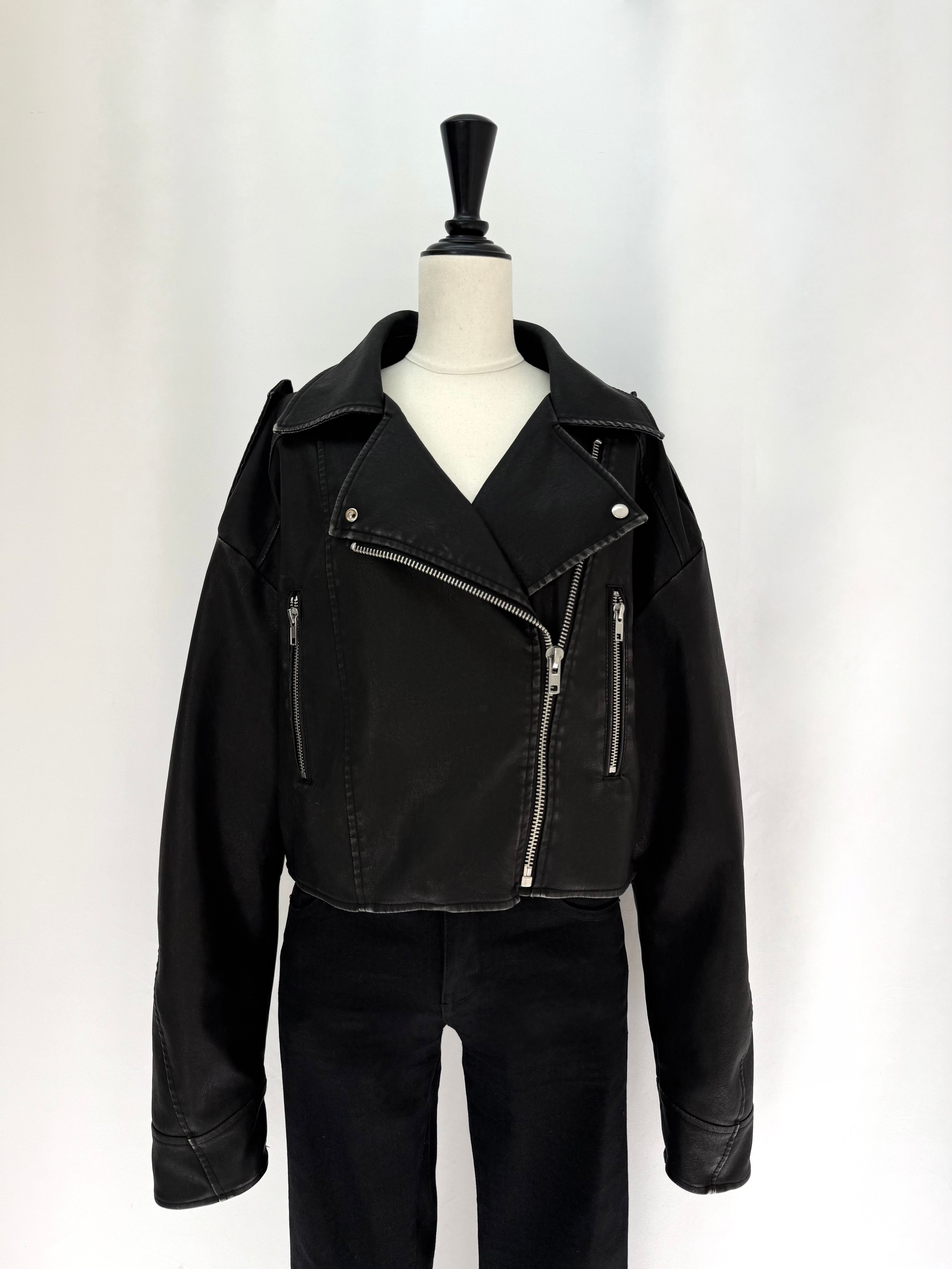 【予約】Lace up eco leather riders jacket(BRN 2月上旬発送予定)