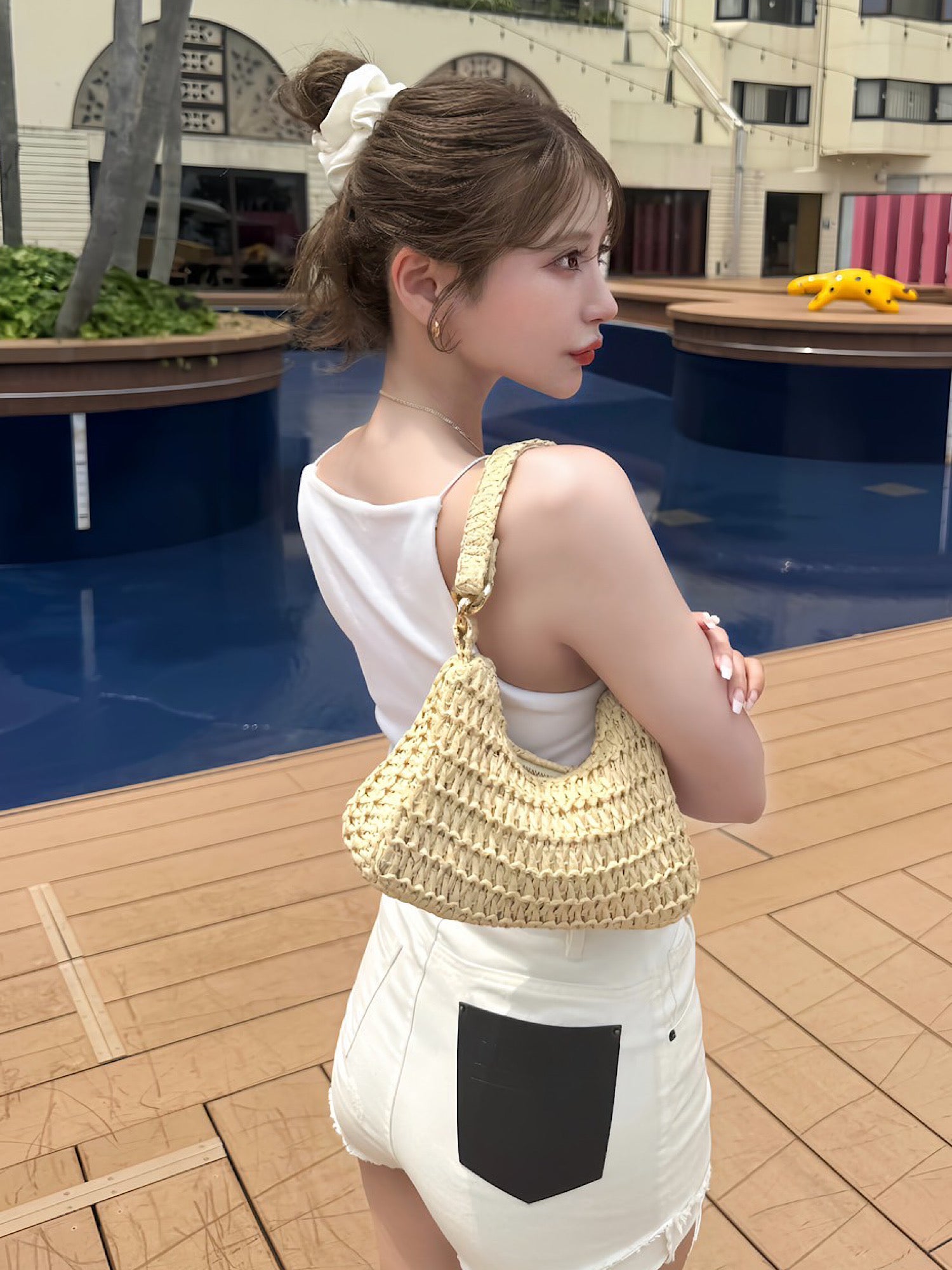 Waist design denim shorts