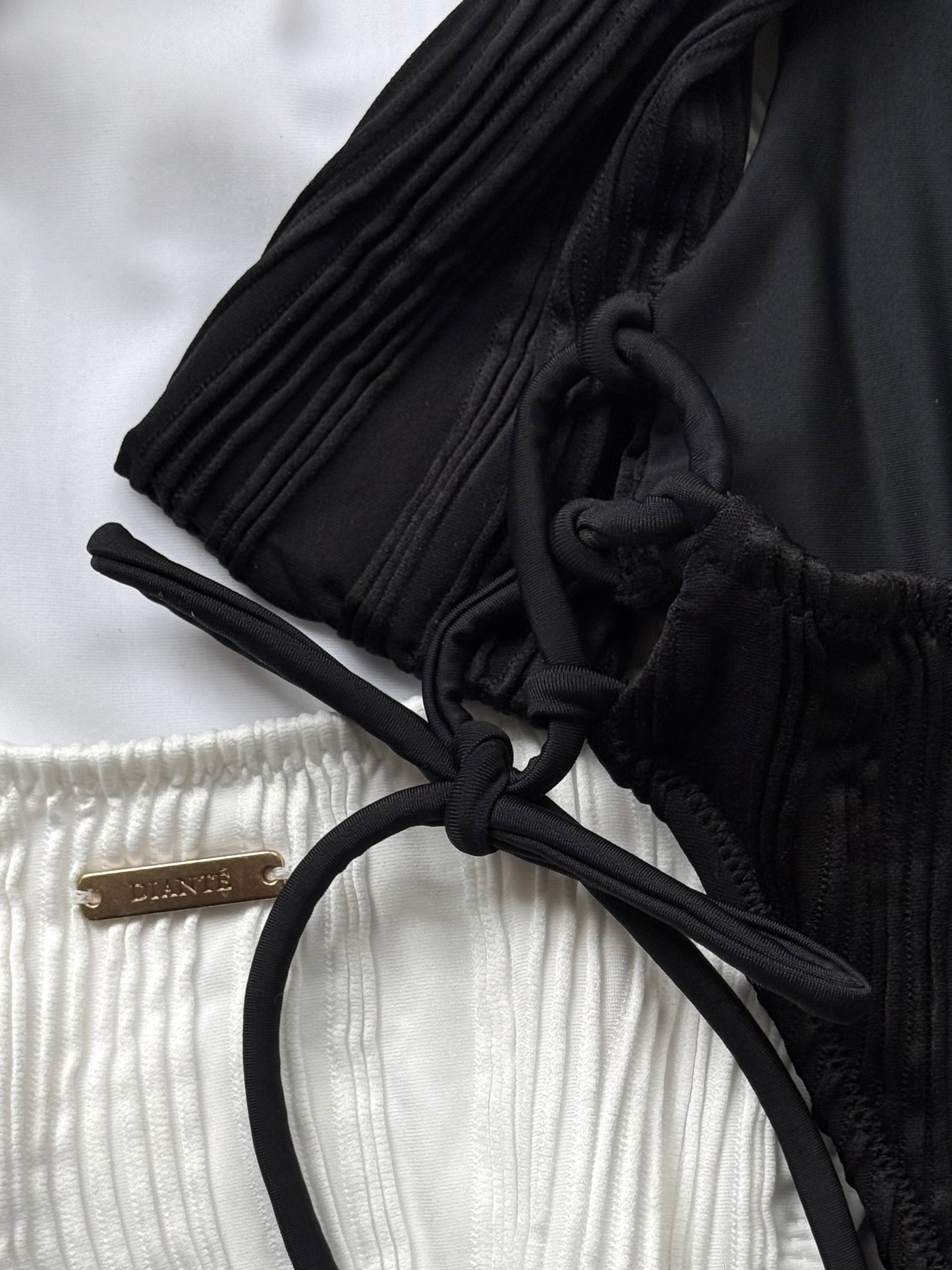 Random pleats swim one-piece
