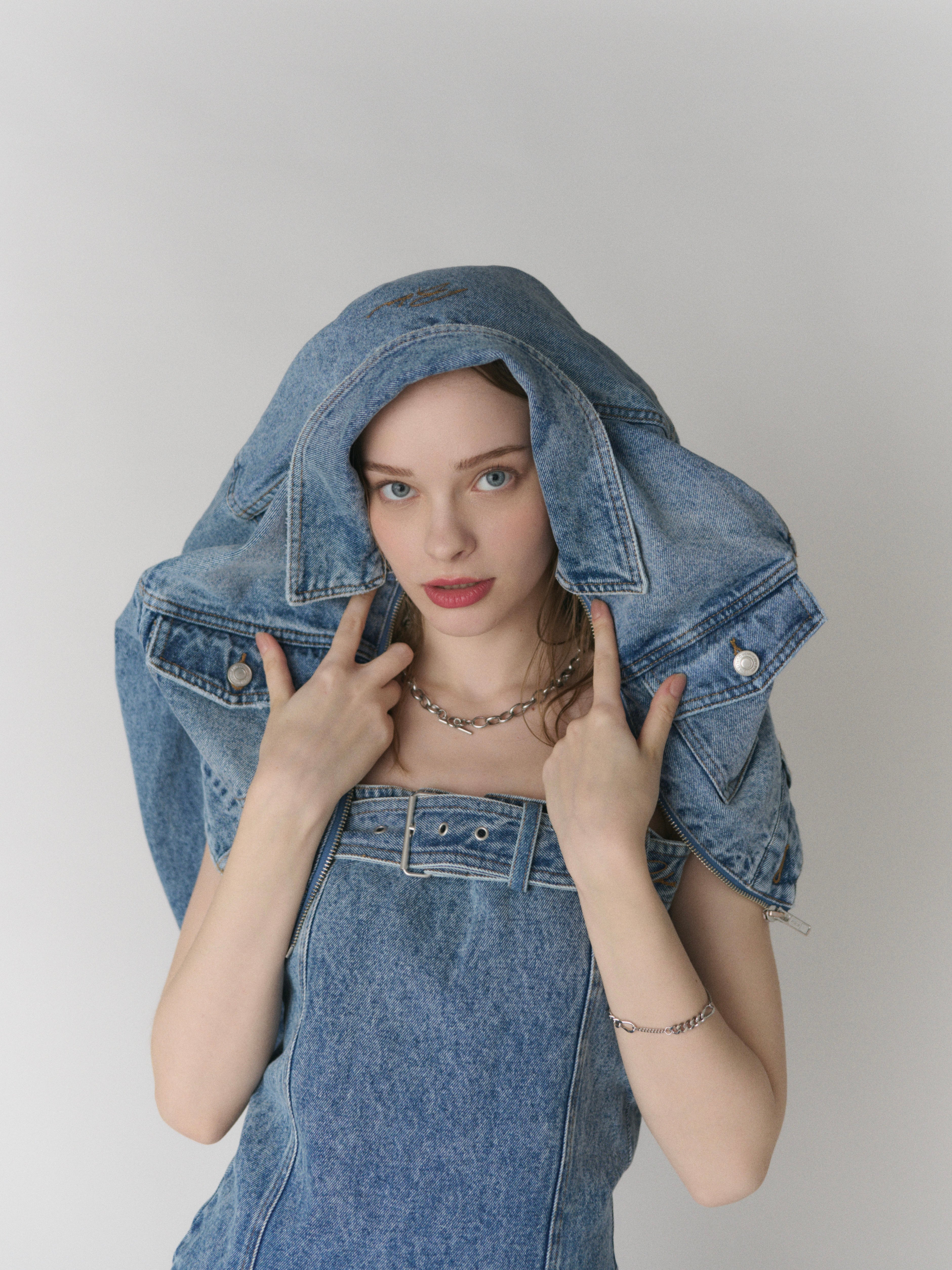 Fade denim zip up jacket