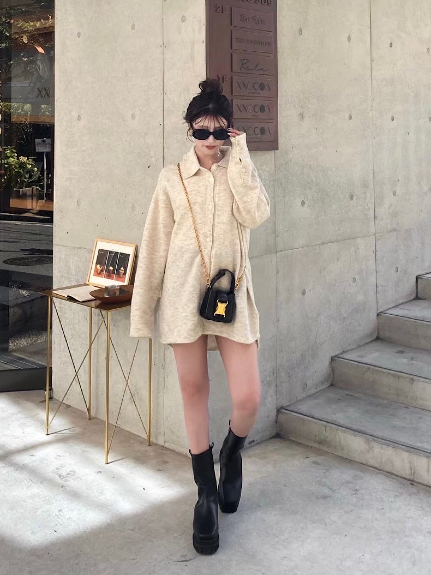 Wool brend loose knit shirt