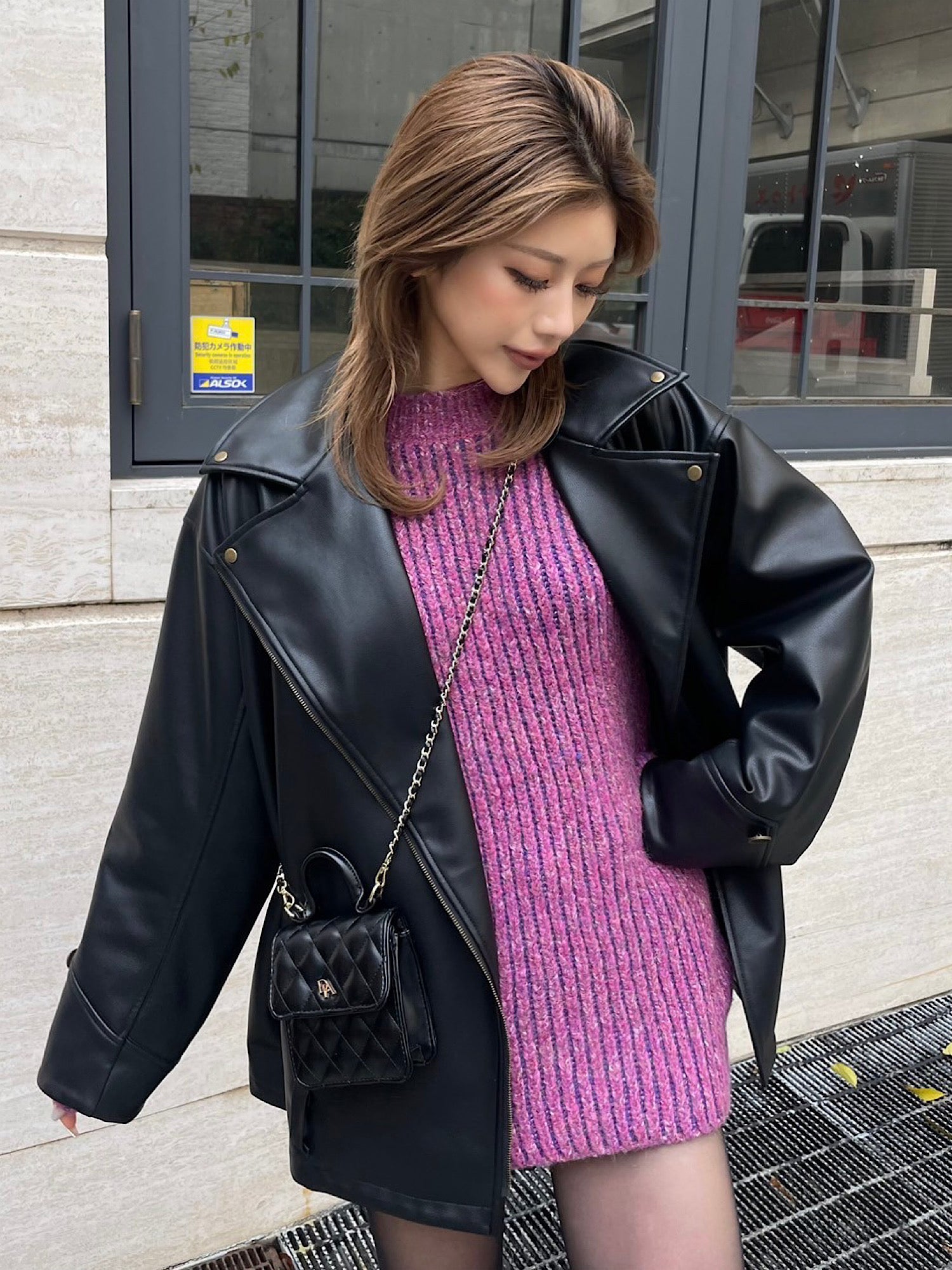 Melange stripe loose knit
