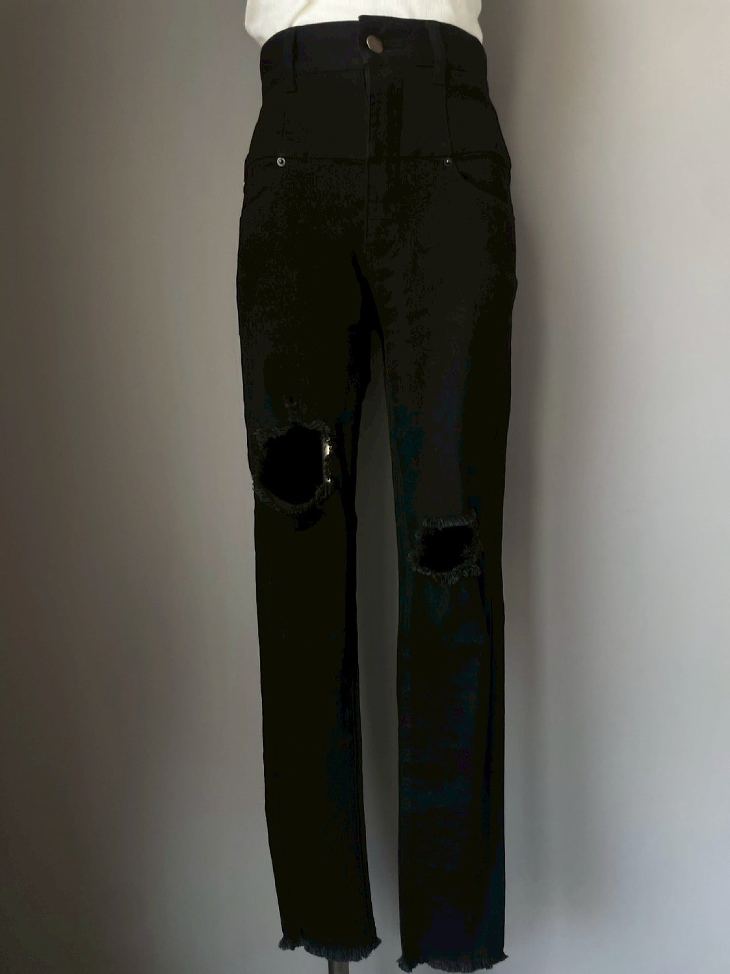 High waist damage skinny denim