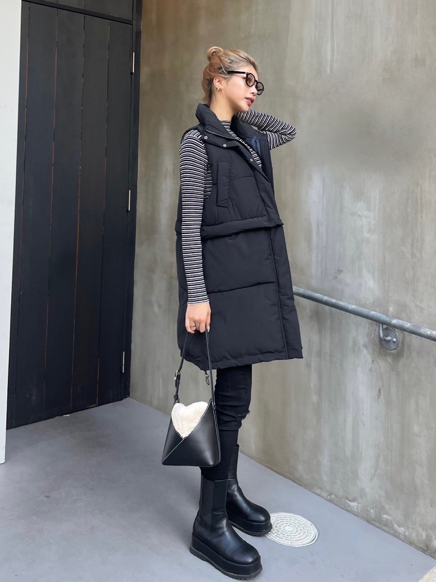 High waist crash skinny denim