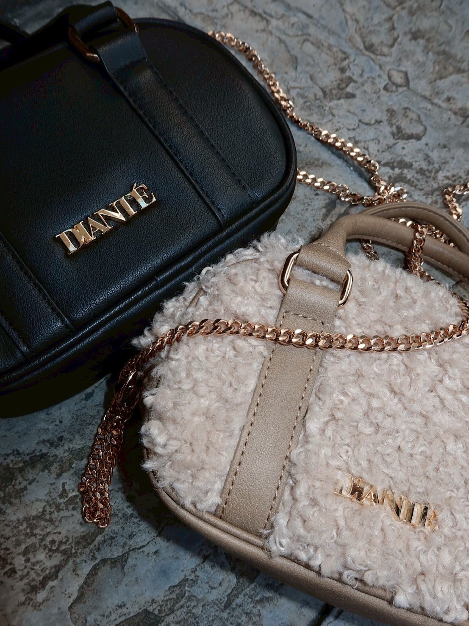 Gold chain logo mini bag