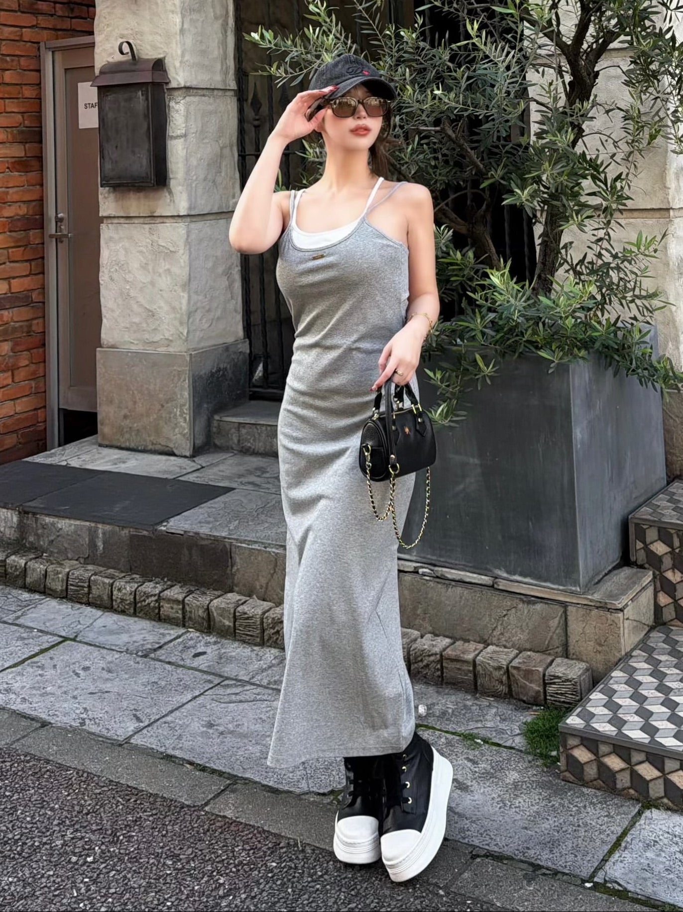 【予約】Layered camisole maxi dress with inner bra(6月上旬〜下旬発送予定)