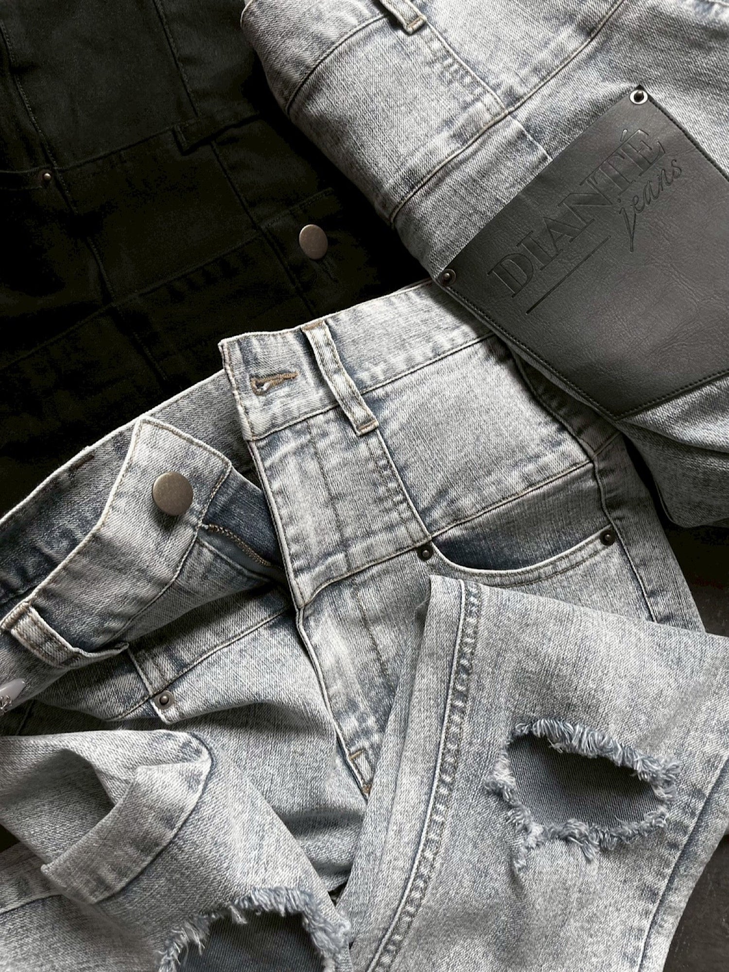 High waist damage skinny denim