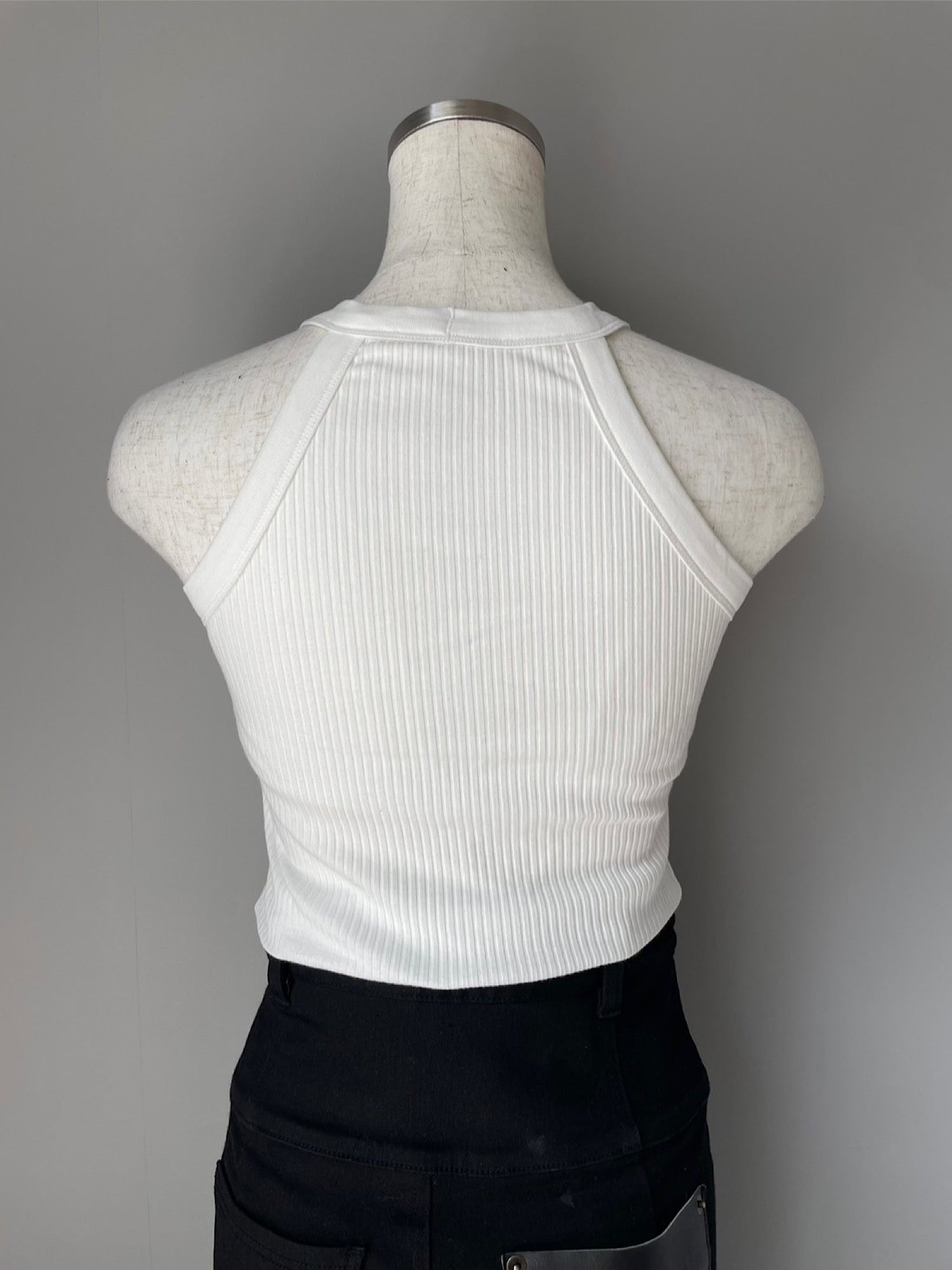 Logo plate halter neck tank tops