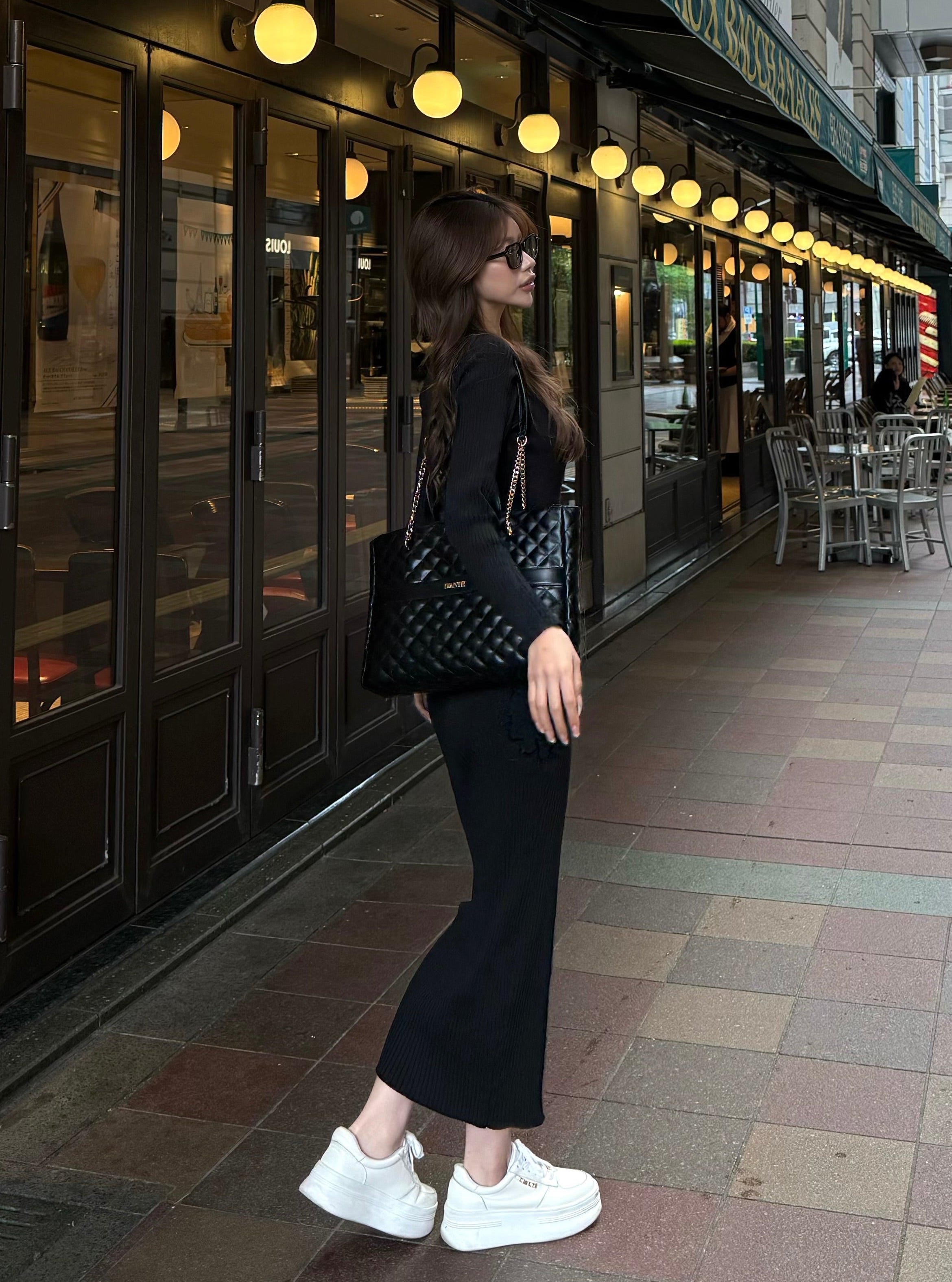 Quilted chain utility bag