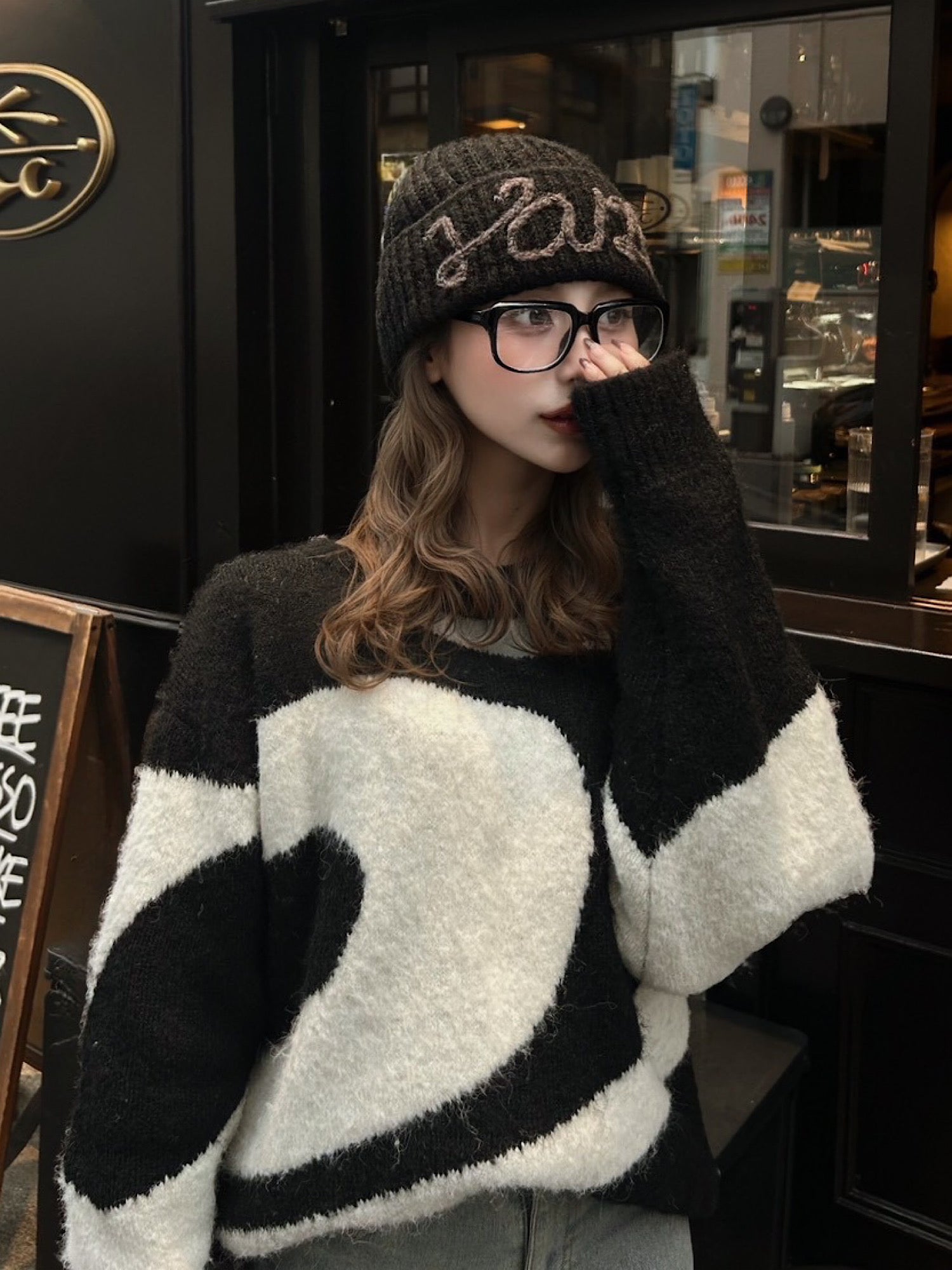 【予約】Hidden logo loose knit(BLK 12月下旬〜1月上旬発送予定)