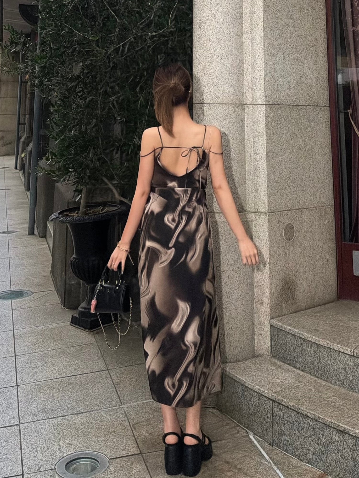 Cross strap maxi dress with inner bra
