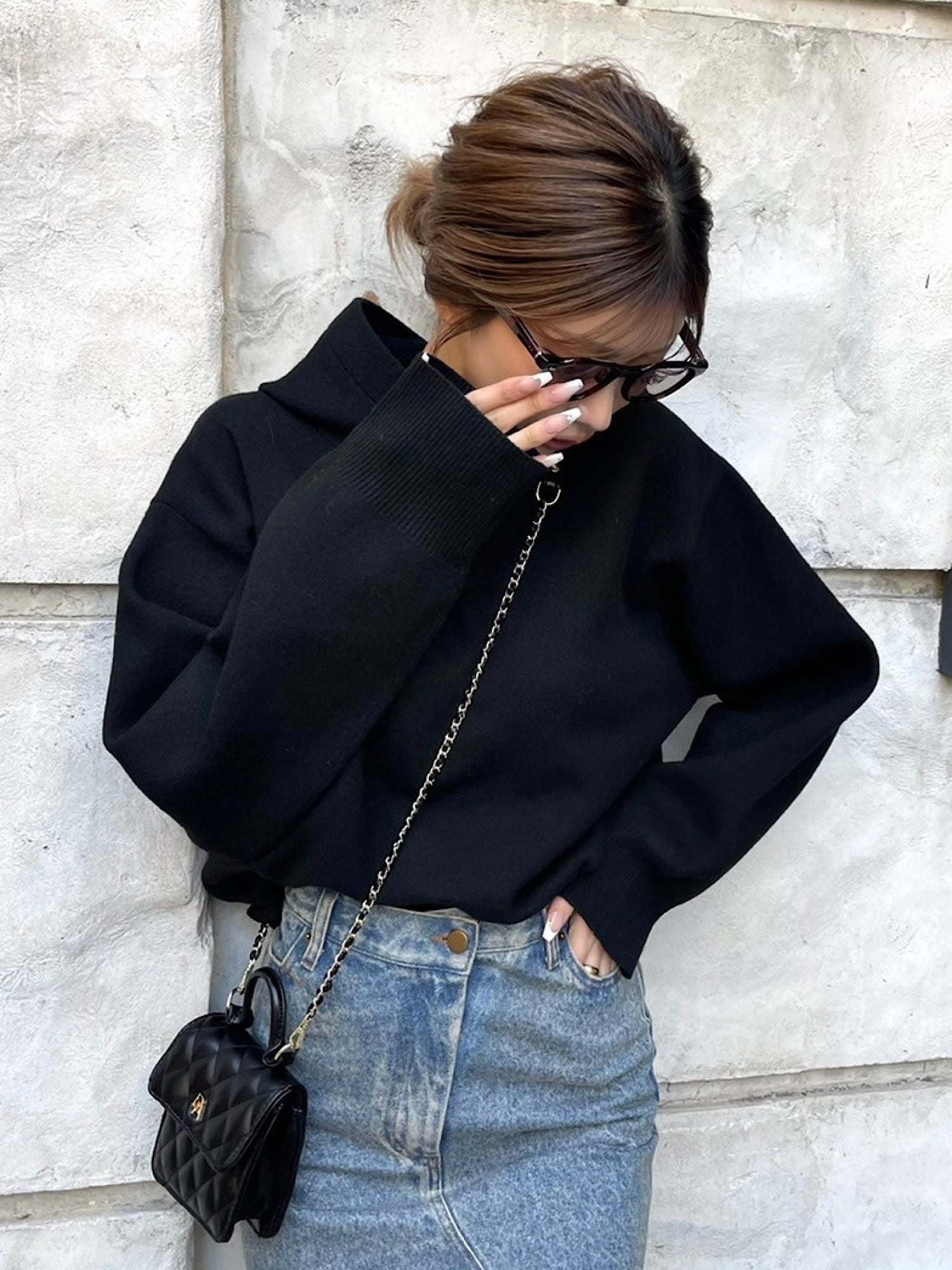 Quilted leather logo mini bag