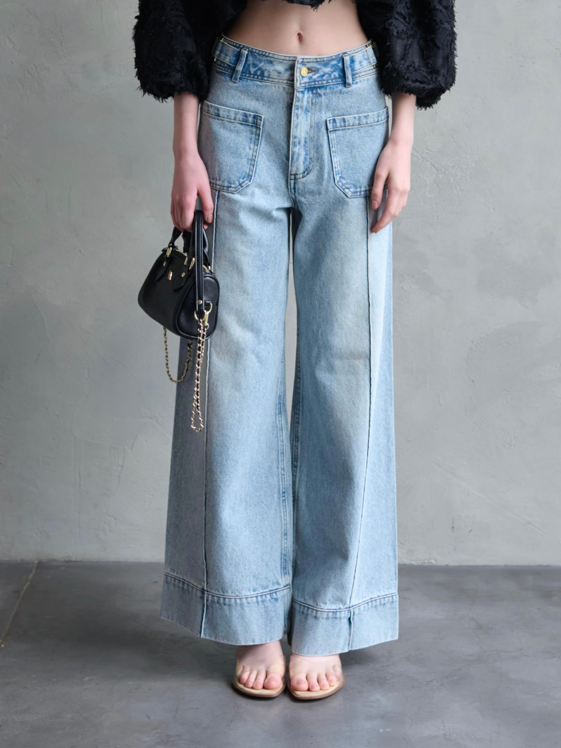 Waist design loose denim