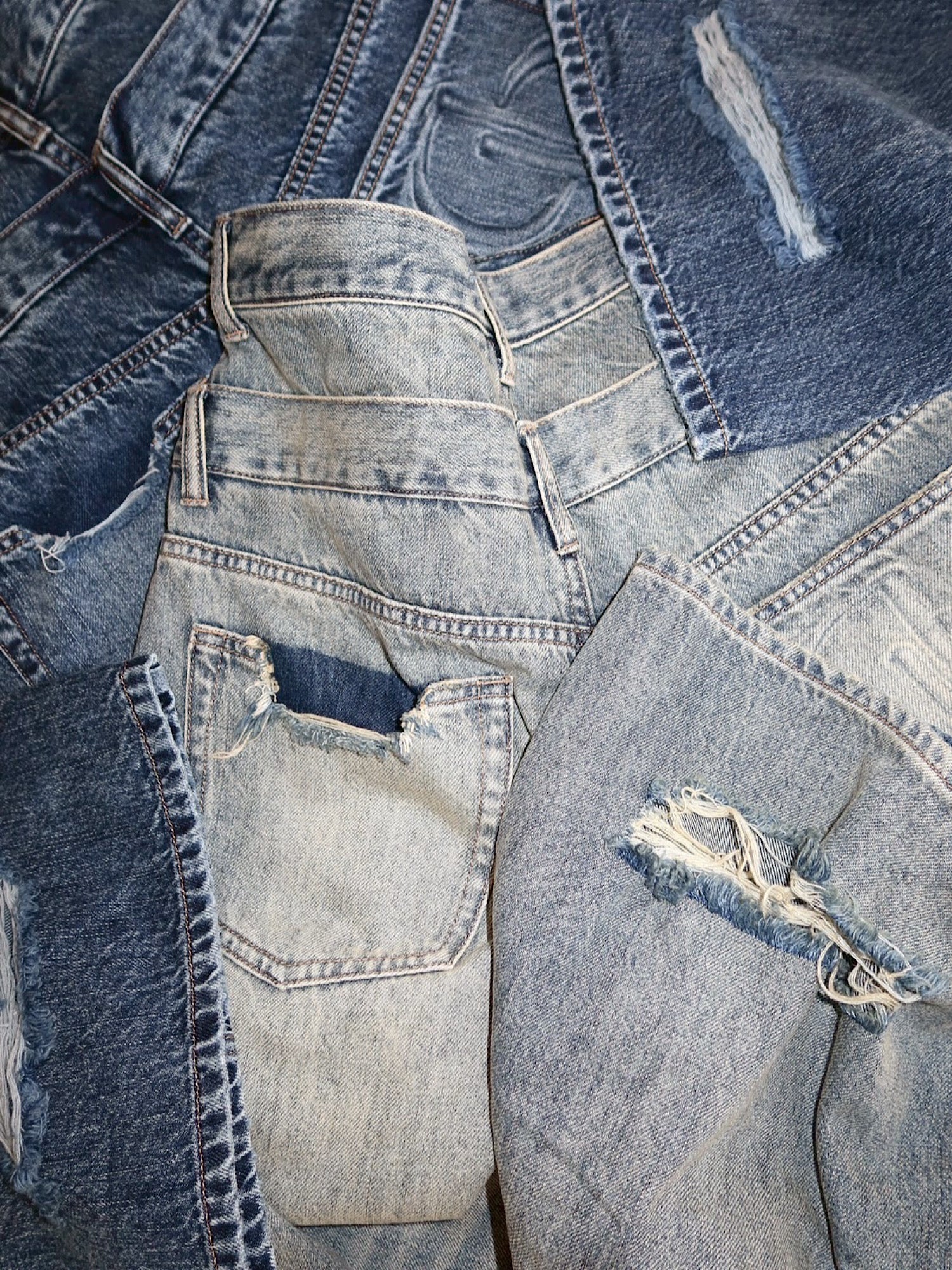 Waist layered loose denim