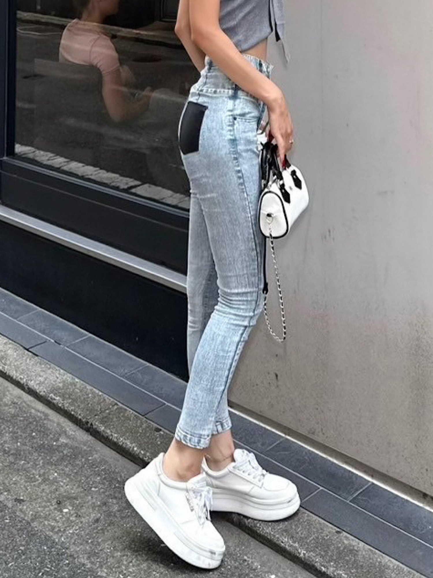 【予約】High waist skinny denim(I/BLU M 8月上旬発送予定)