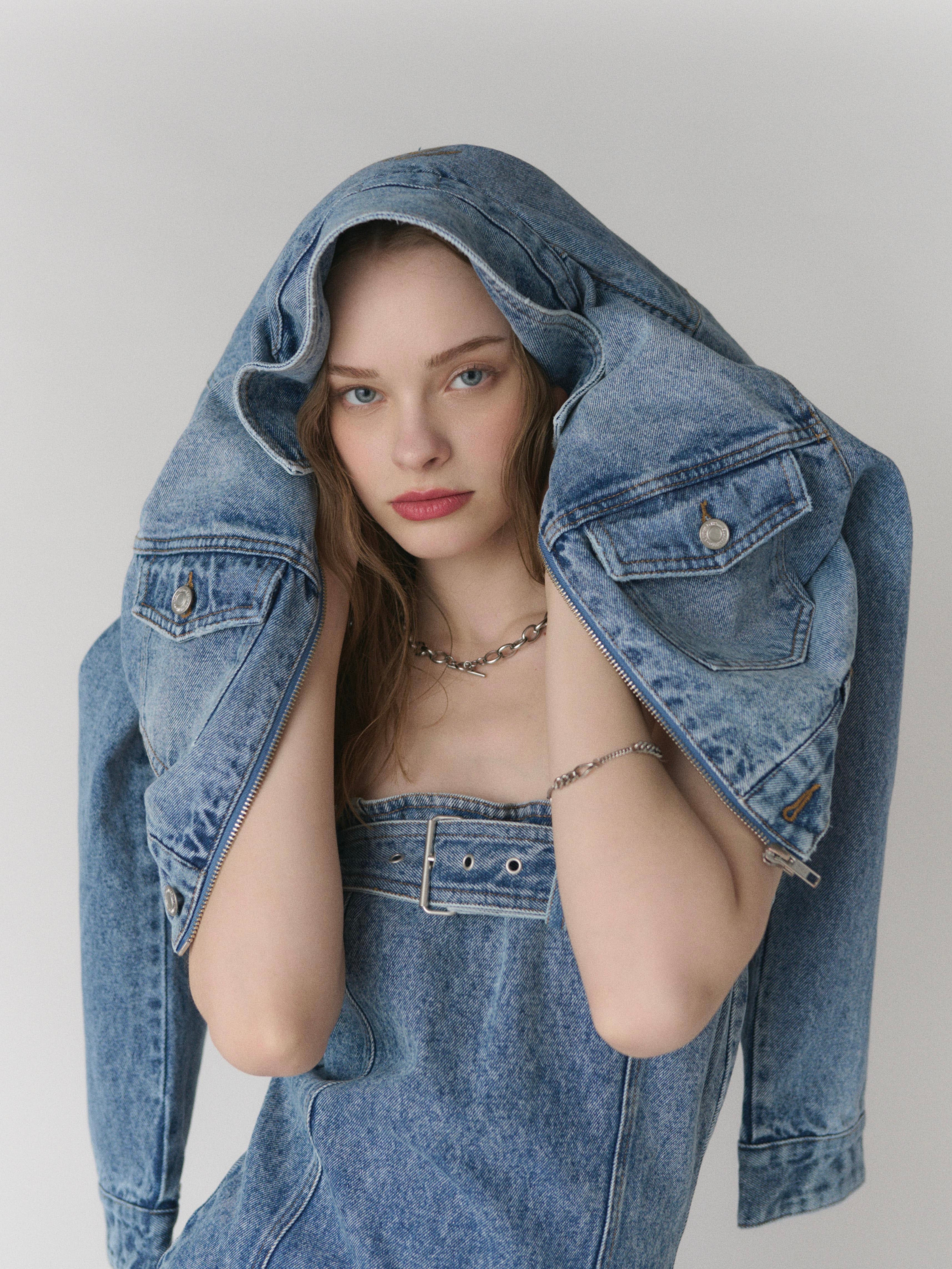 Fade denim zip up jacket
