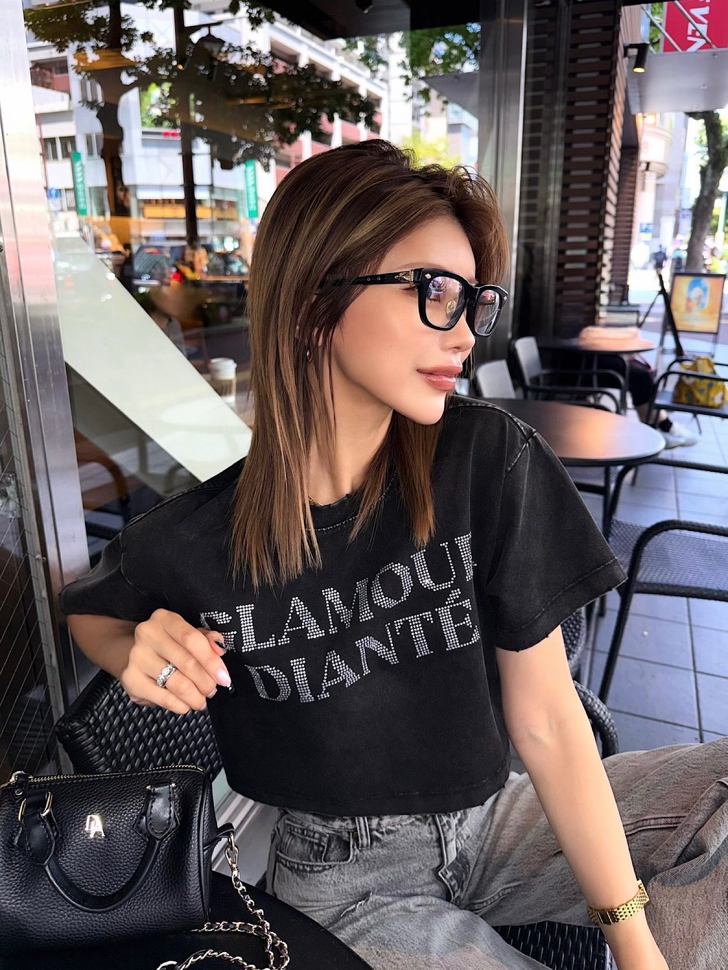 Rhinestone pigment tee