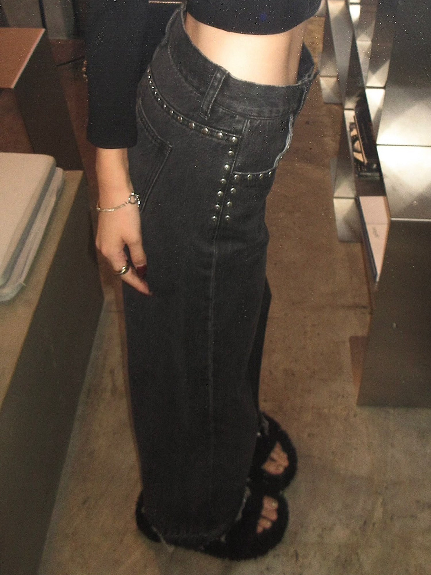 Rivet design loose denim