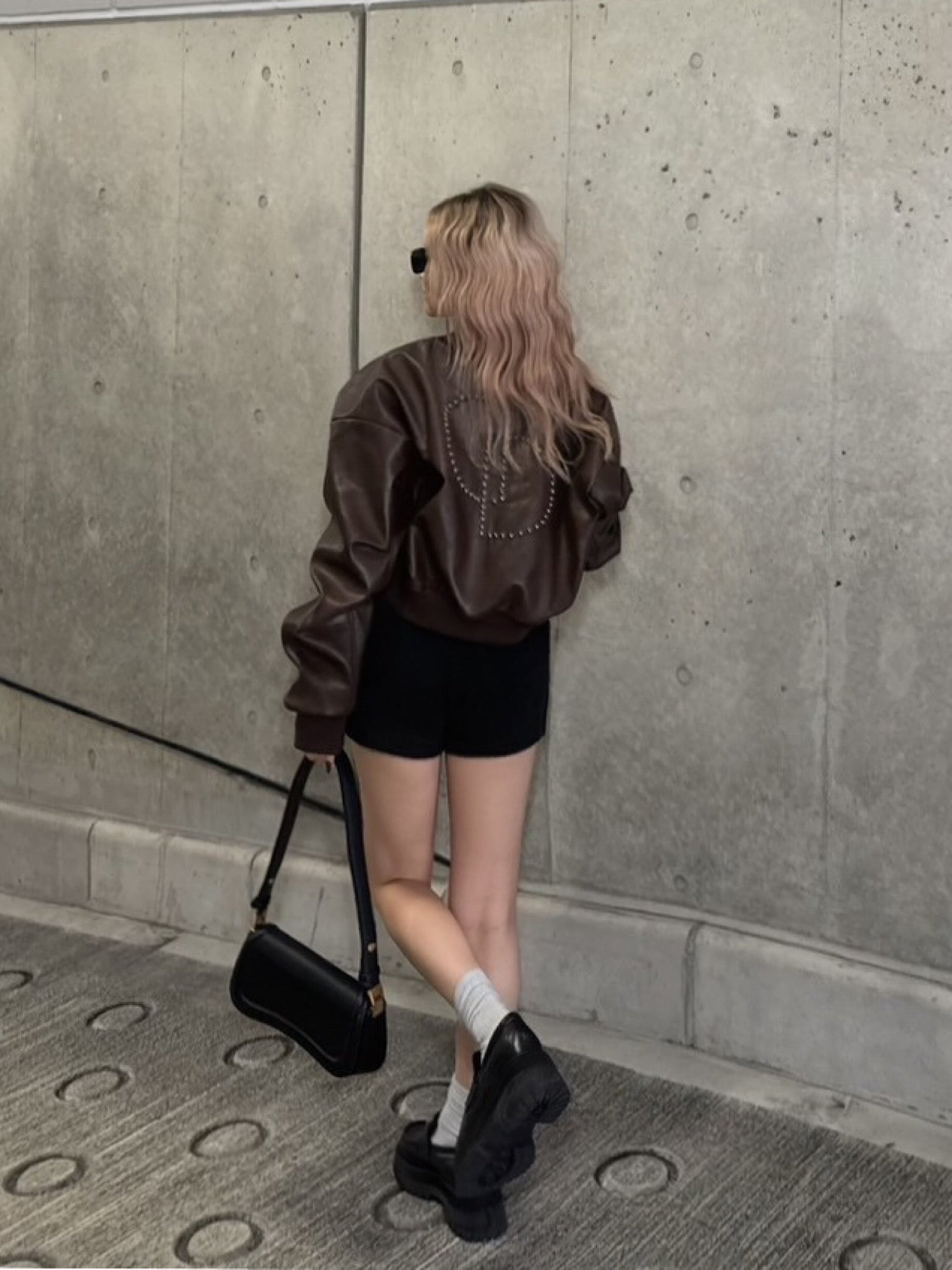 DD studs eco leather blouson