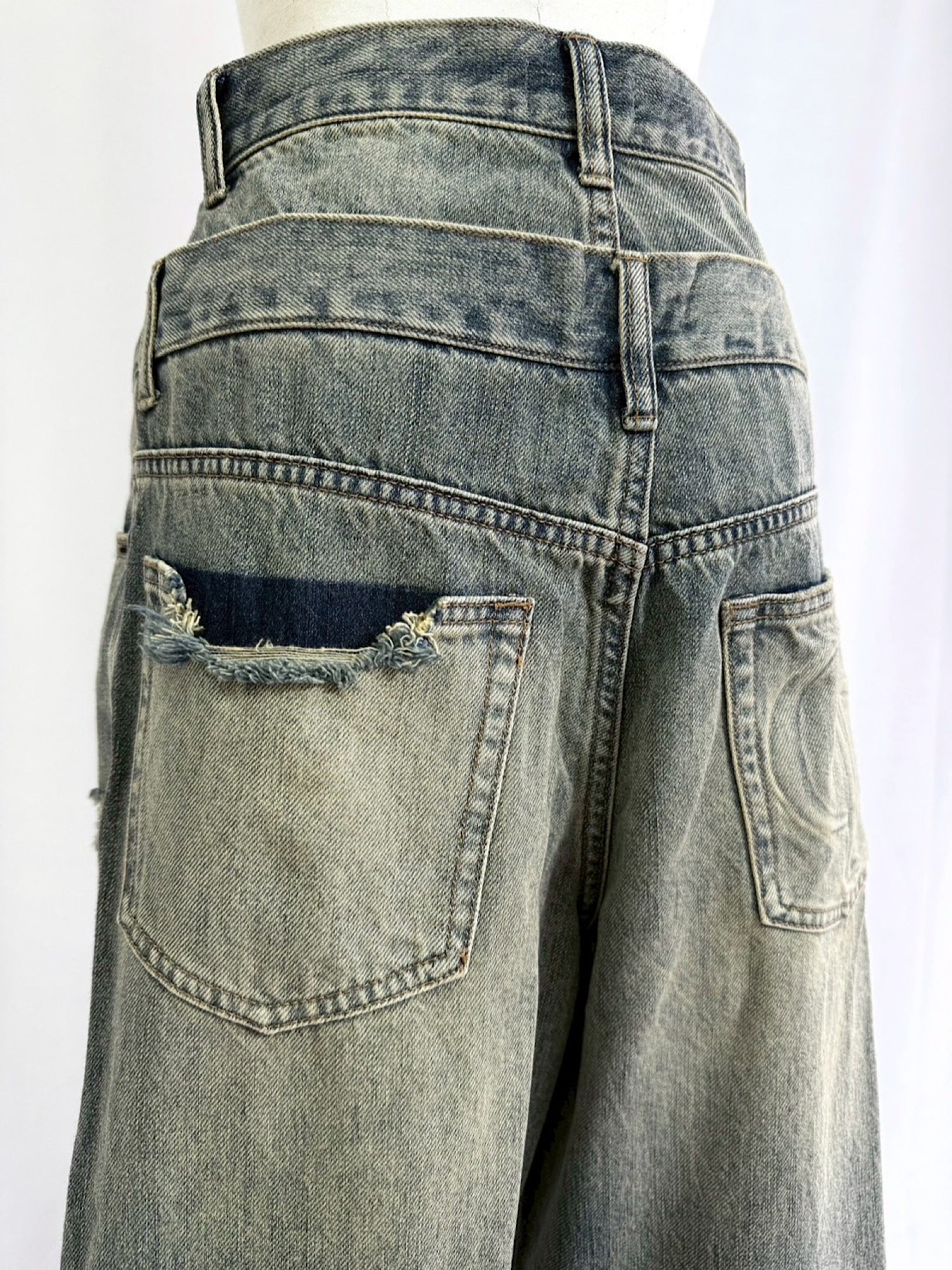 【予約】Waist layered loose denim(BLUE 12月上旬〜中旬発送予定)