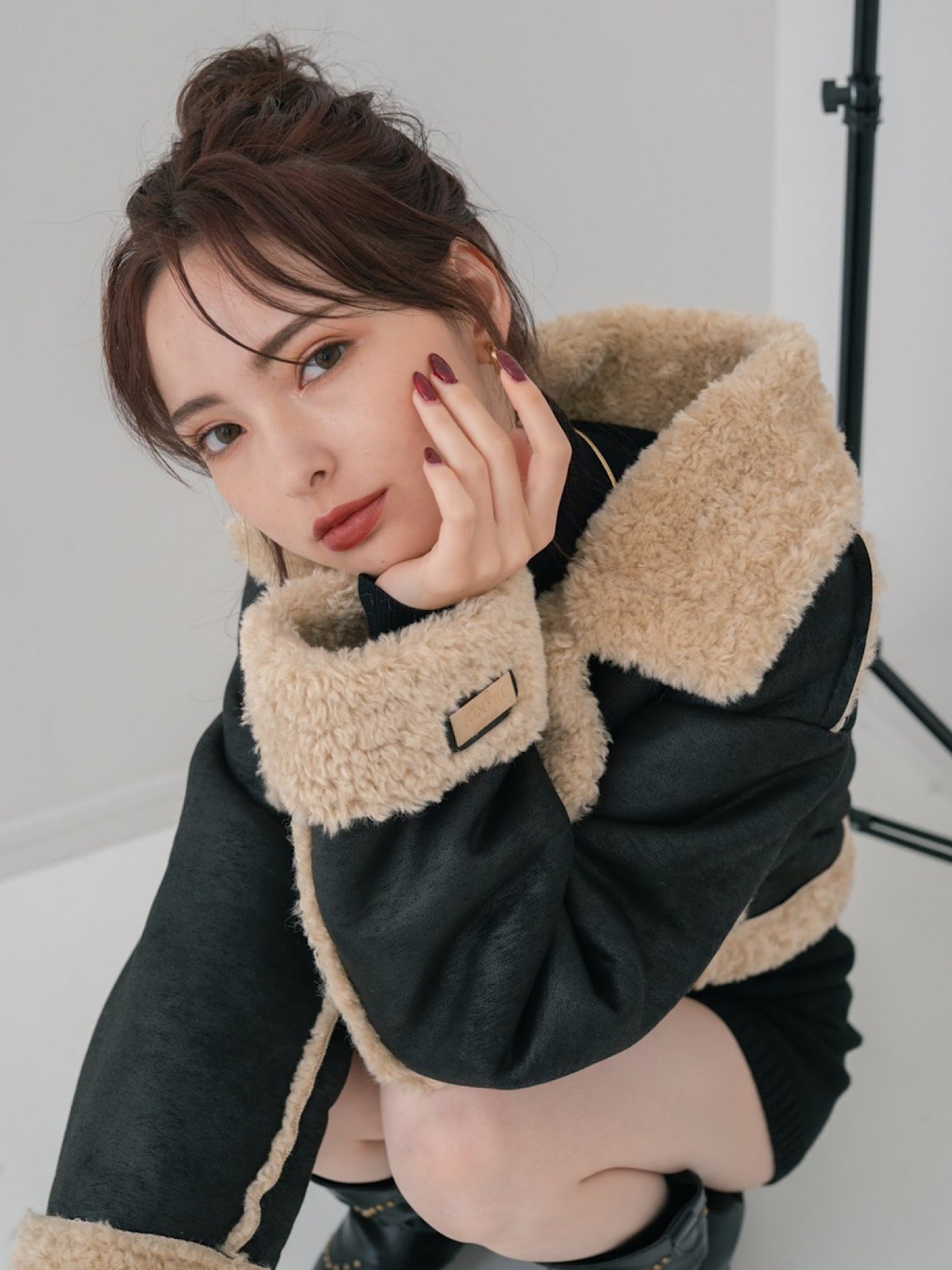 Cropped boa mouton jacket