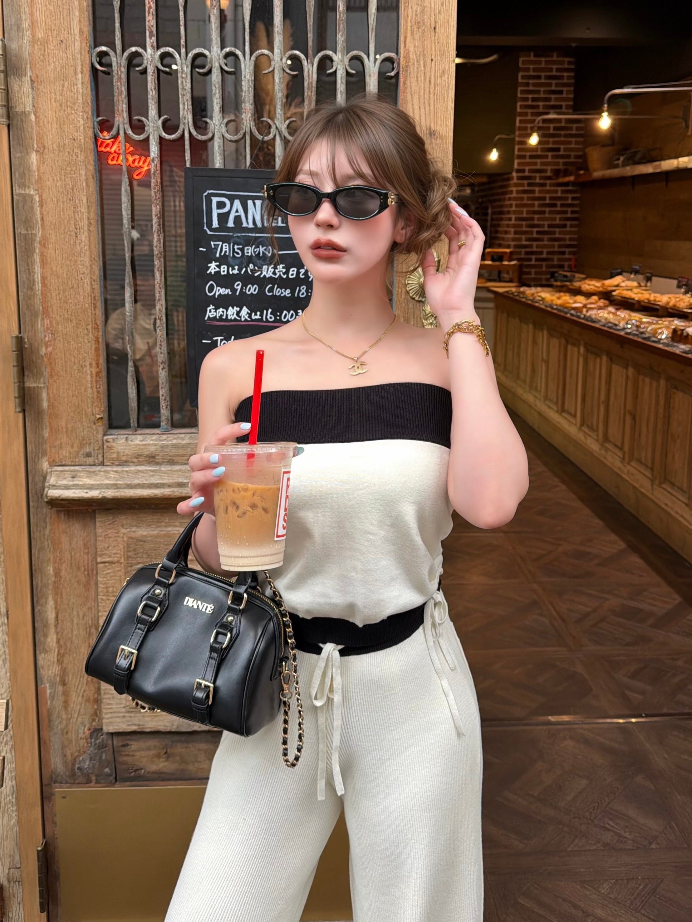 【予約】Bulky knit bare top(SETUP着用可)(8月上旬〜下旬発送予定)