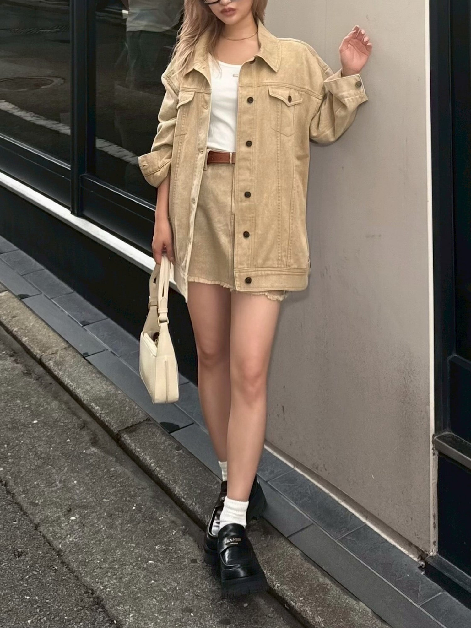 Chemical wash denim jacket(SET UP着用可)