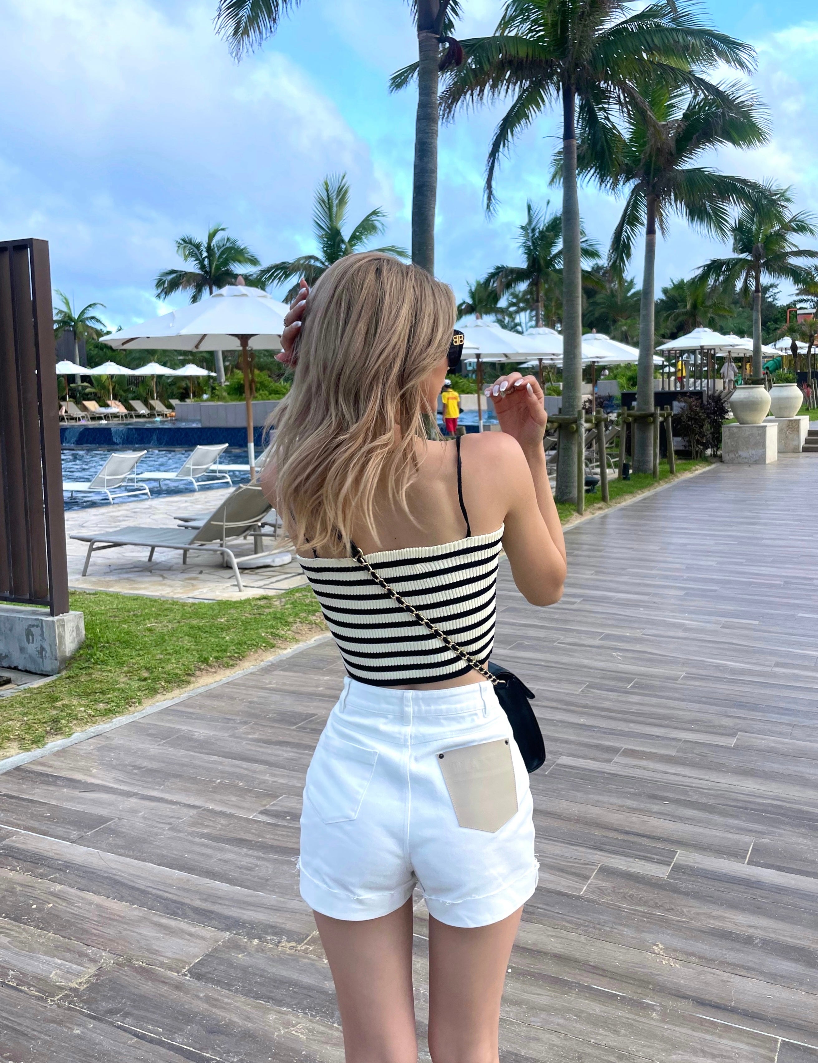 Roll up denim short pants