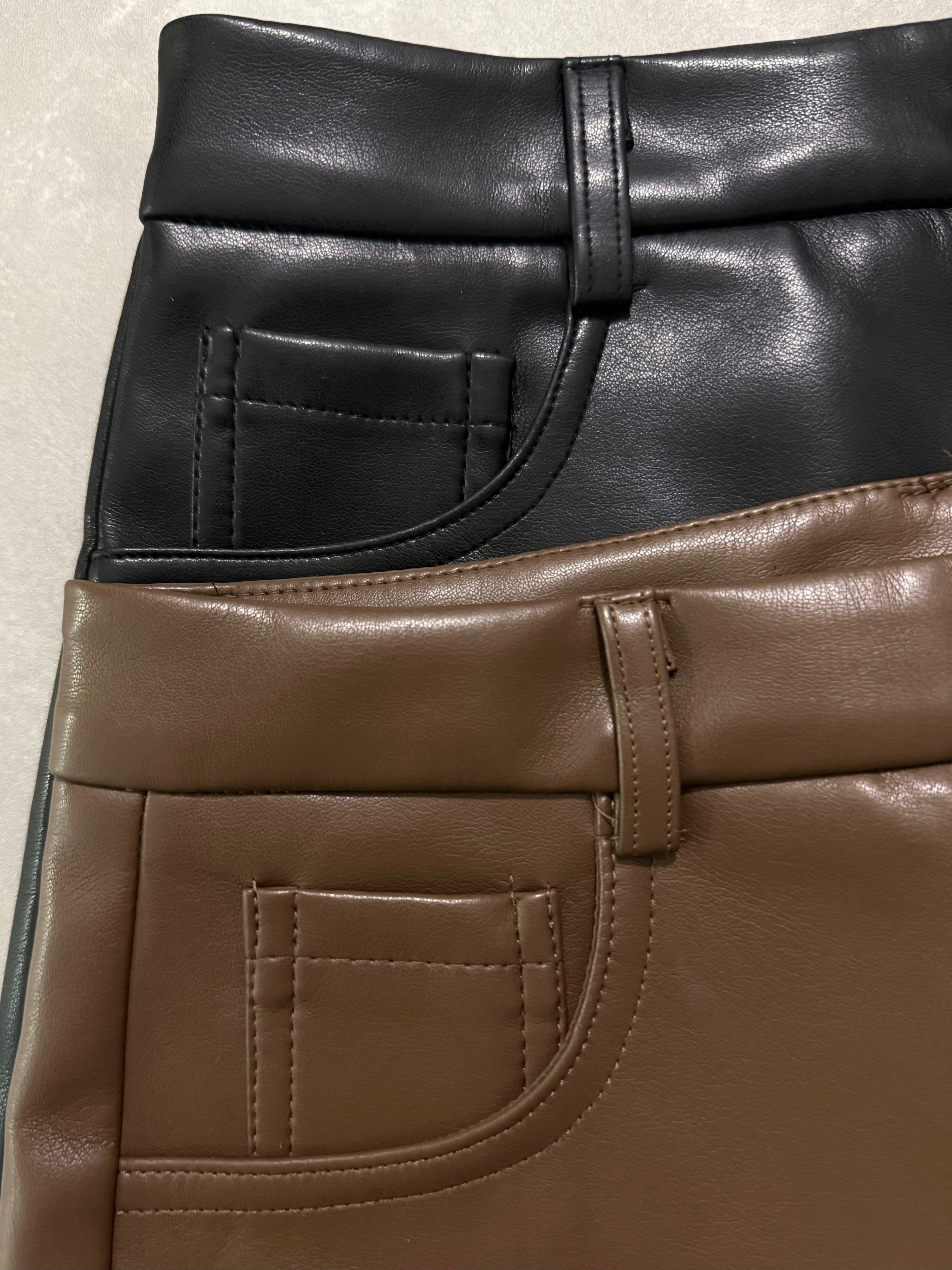 Eco leather minimal shorts