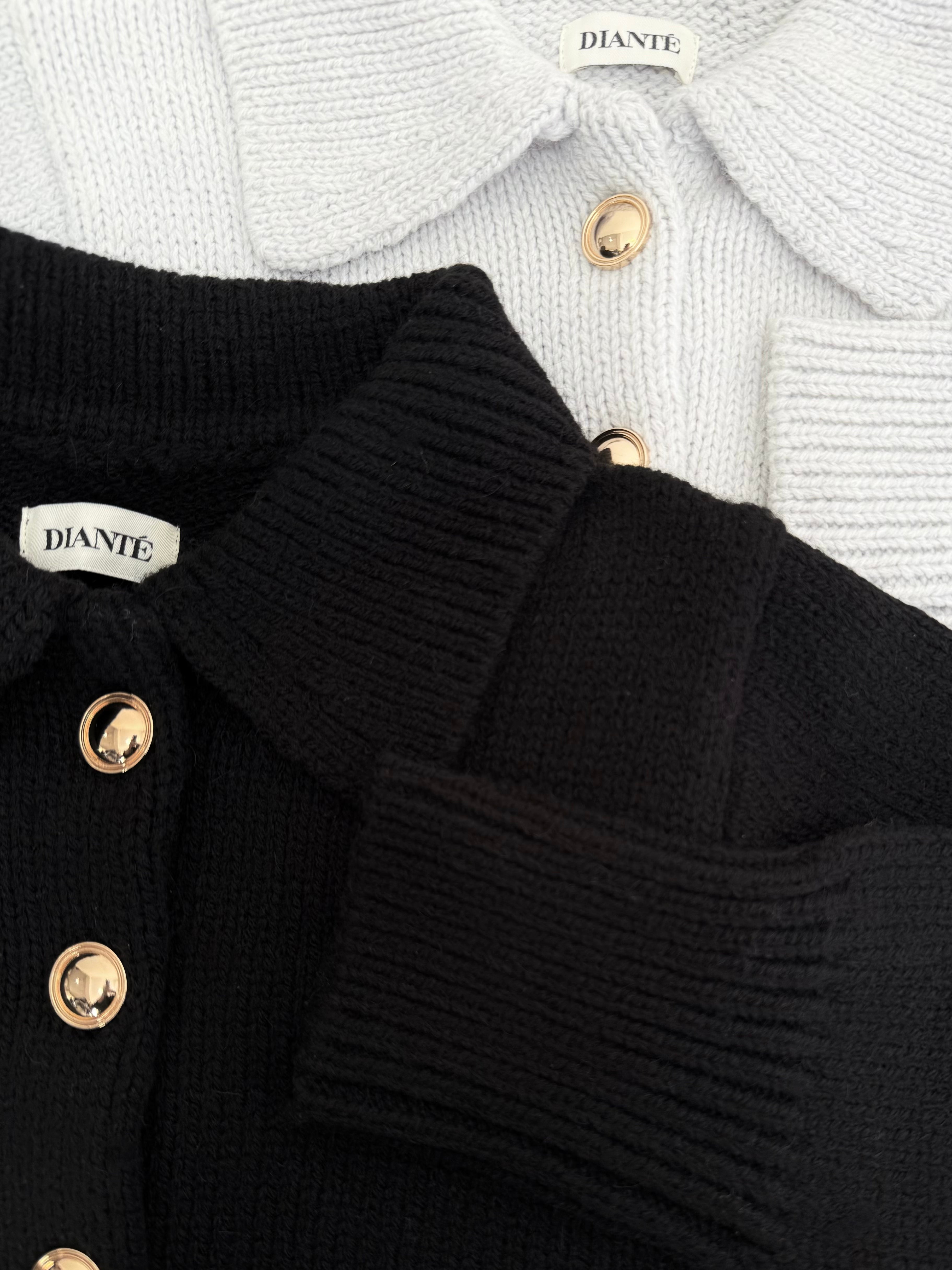 Big collar cardigan×bare top with inner bra