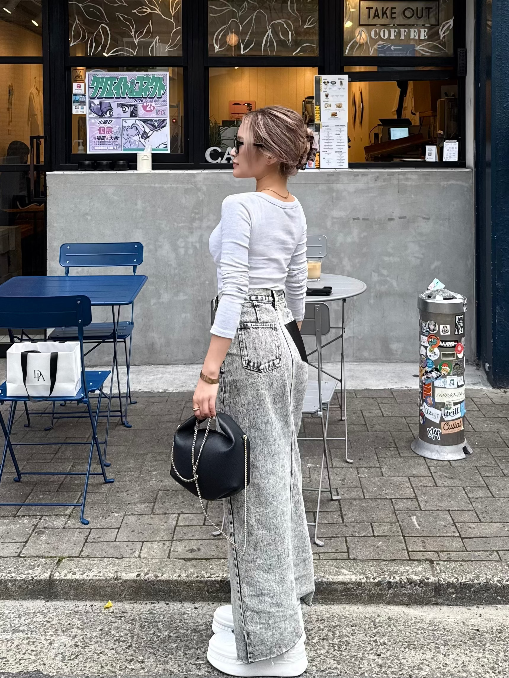 Front slit damage long skirt