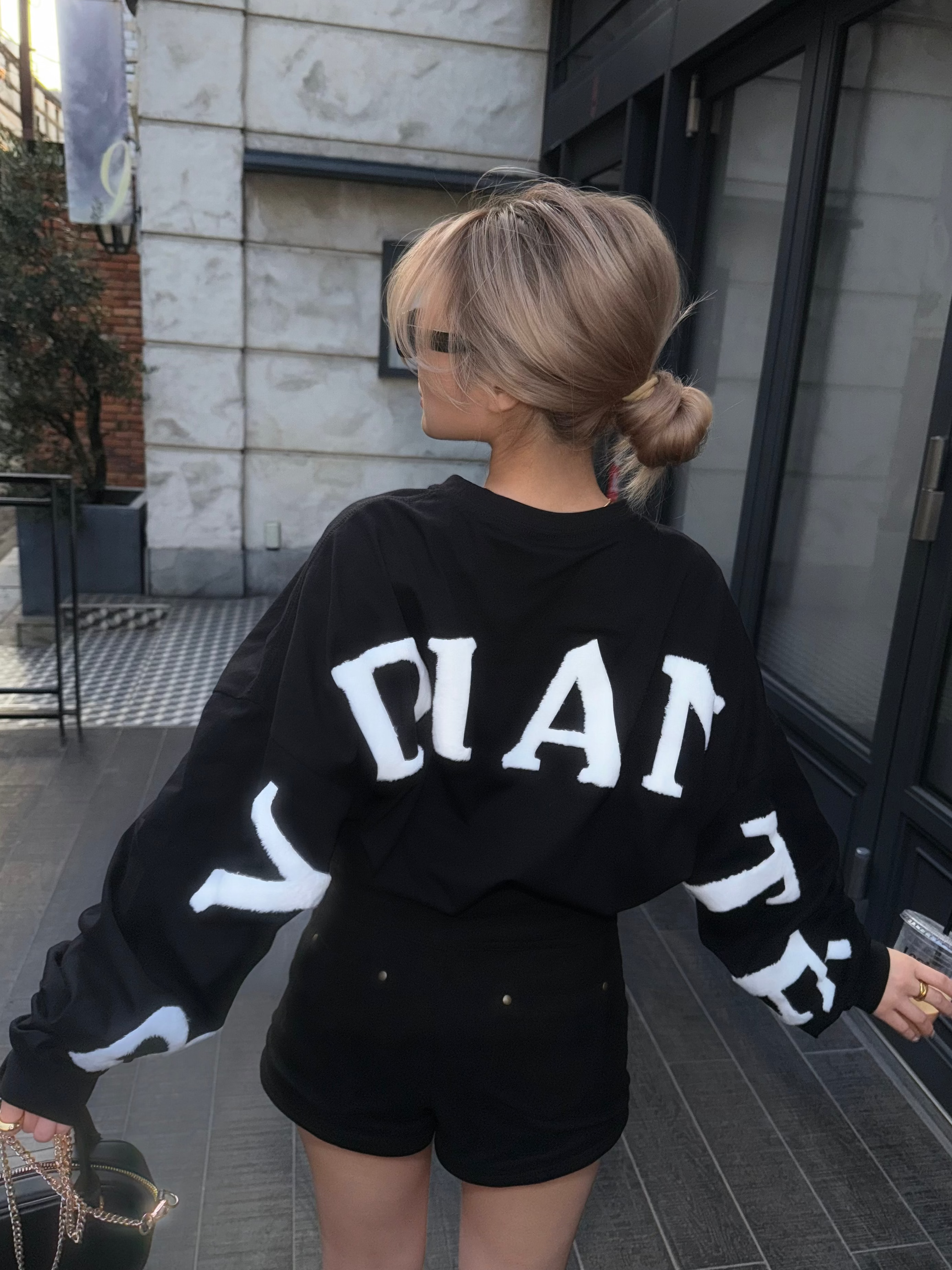 Fur print logo long sleeve Tee