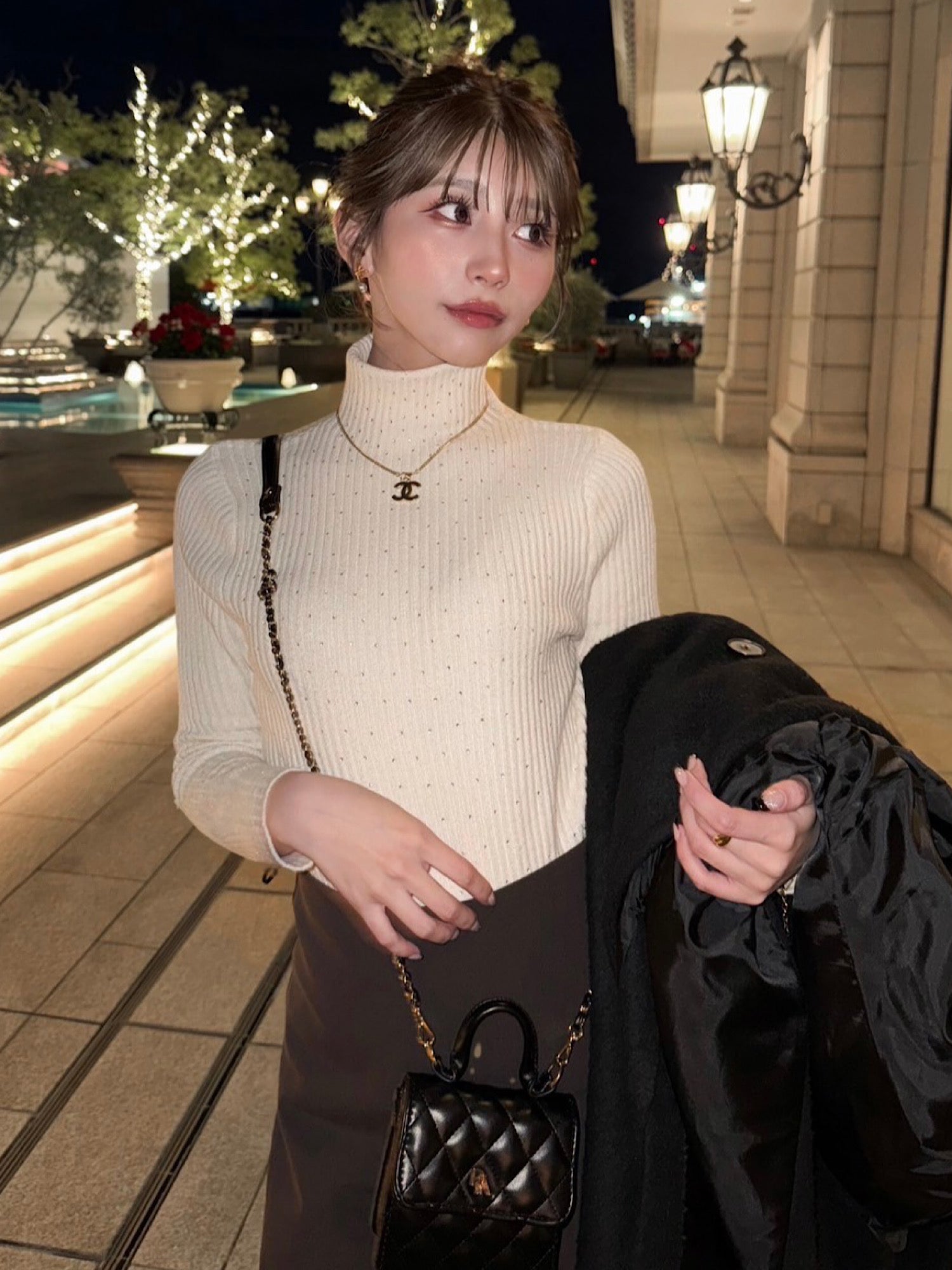 Quilted leather logo mini bag