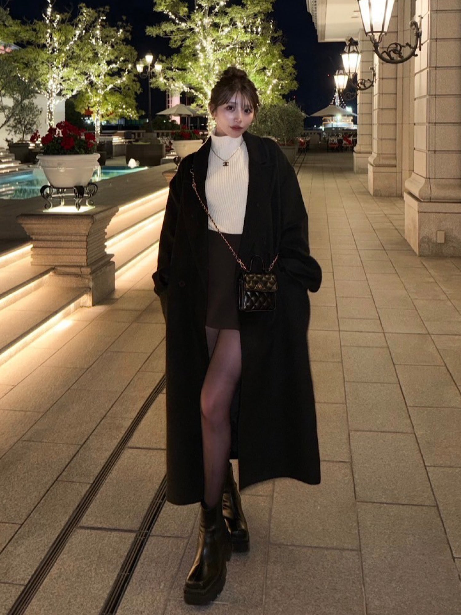 Quilted leather logo mini bag