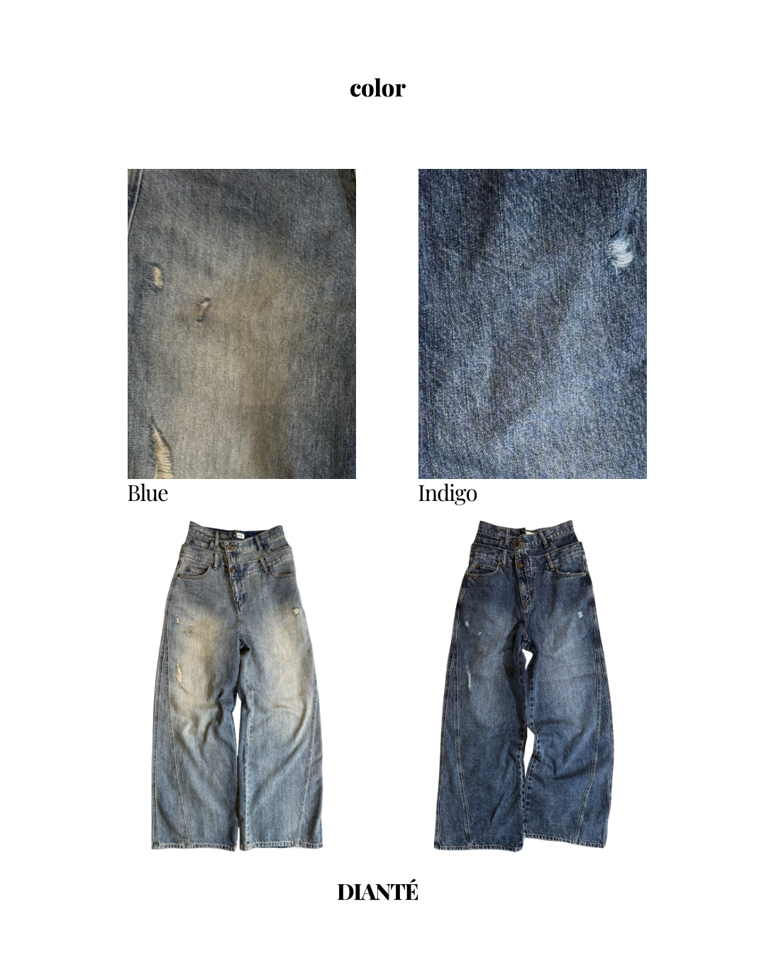 Waist layered loose denim