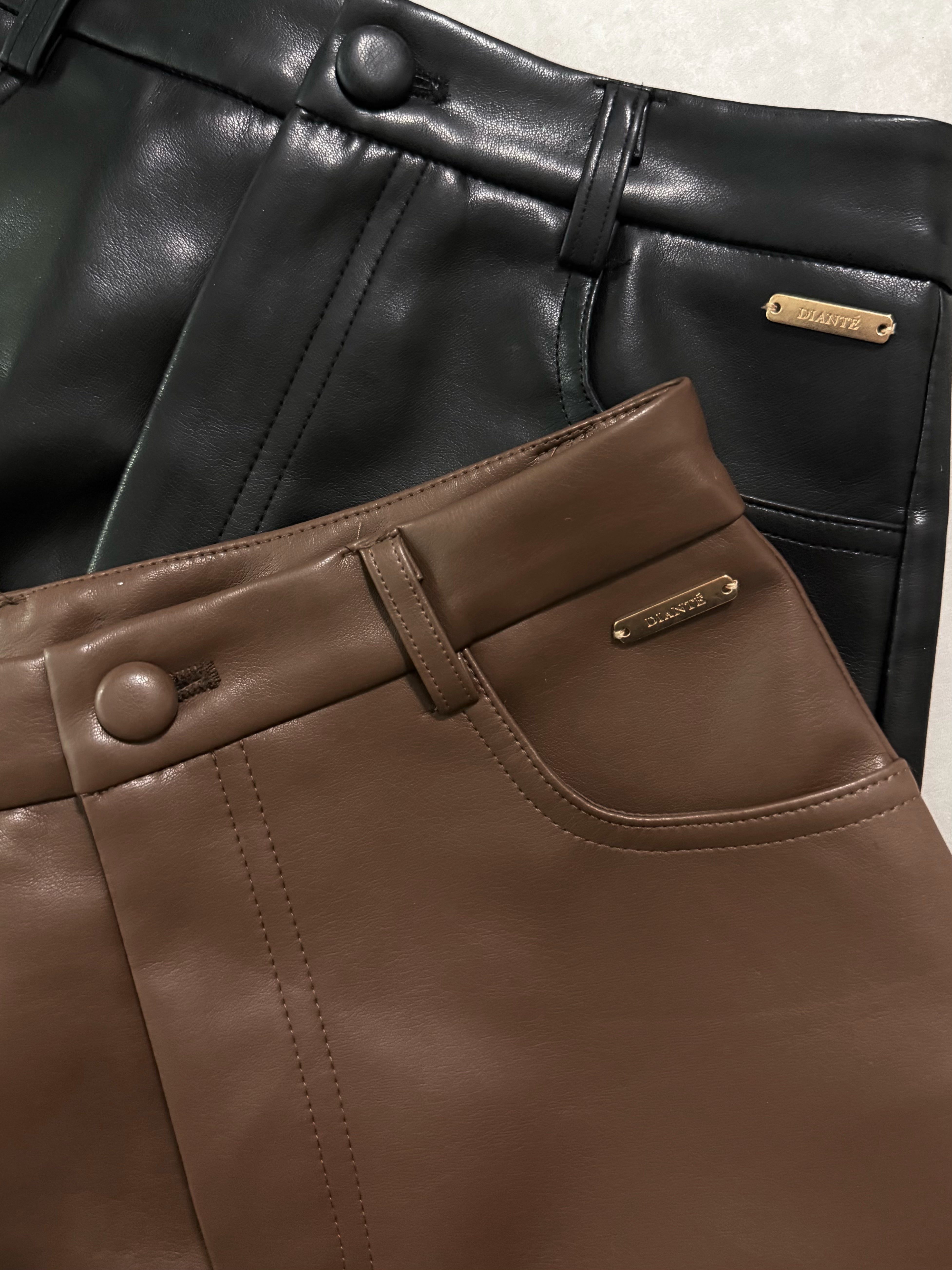 Eco leather minimal shorts