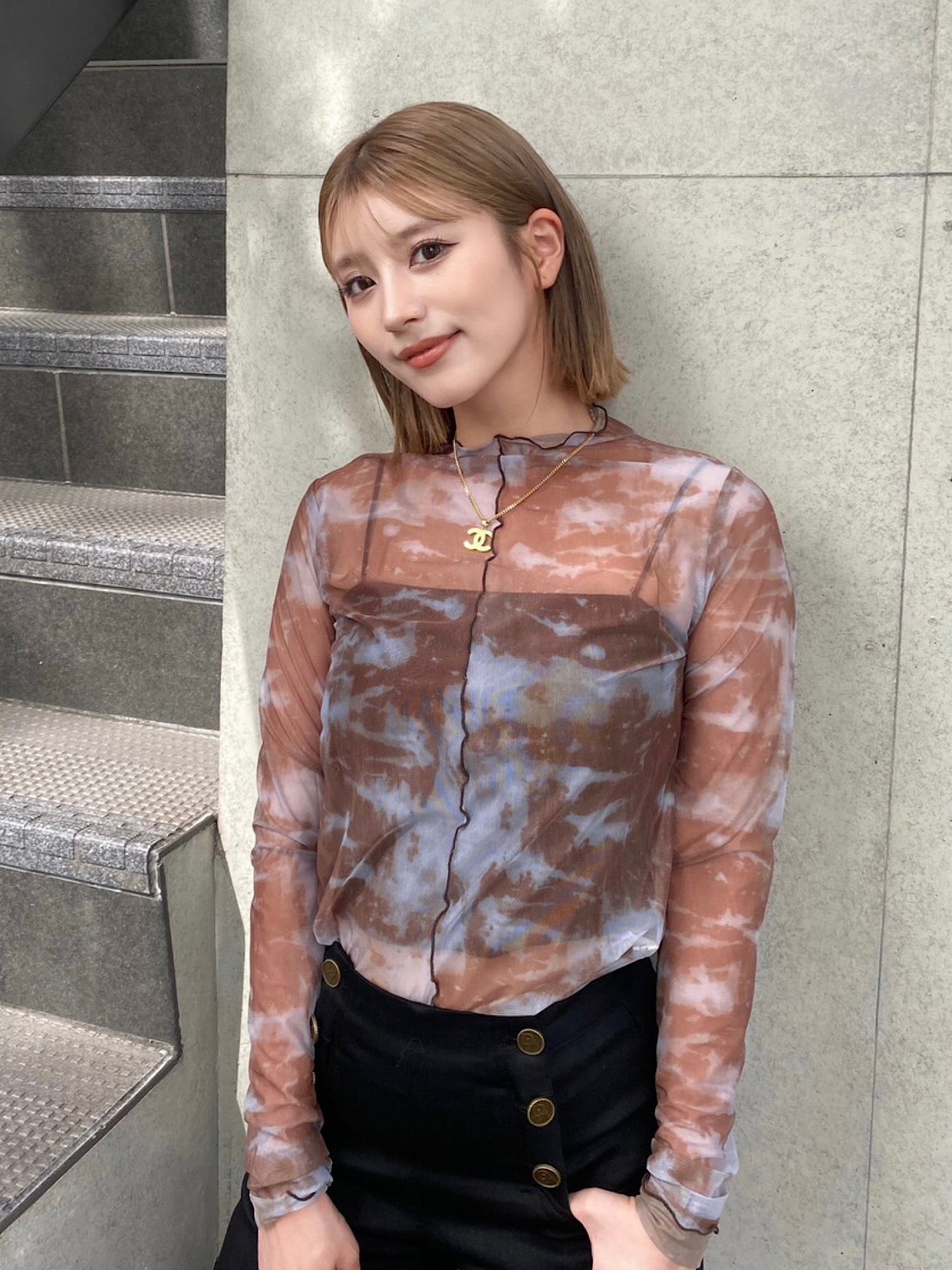 Melt color tulle sheer tops