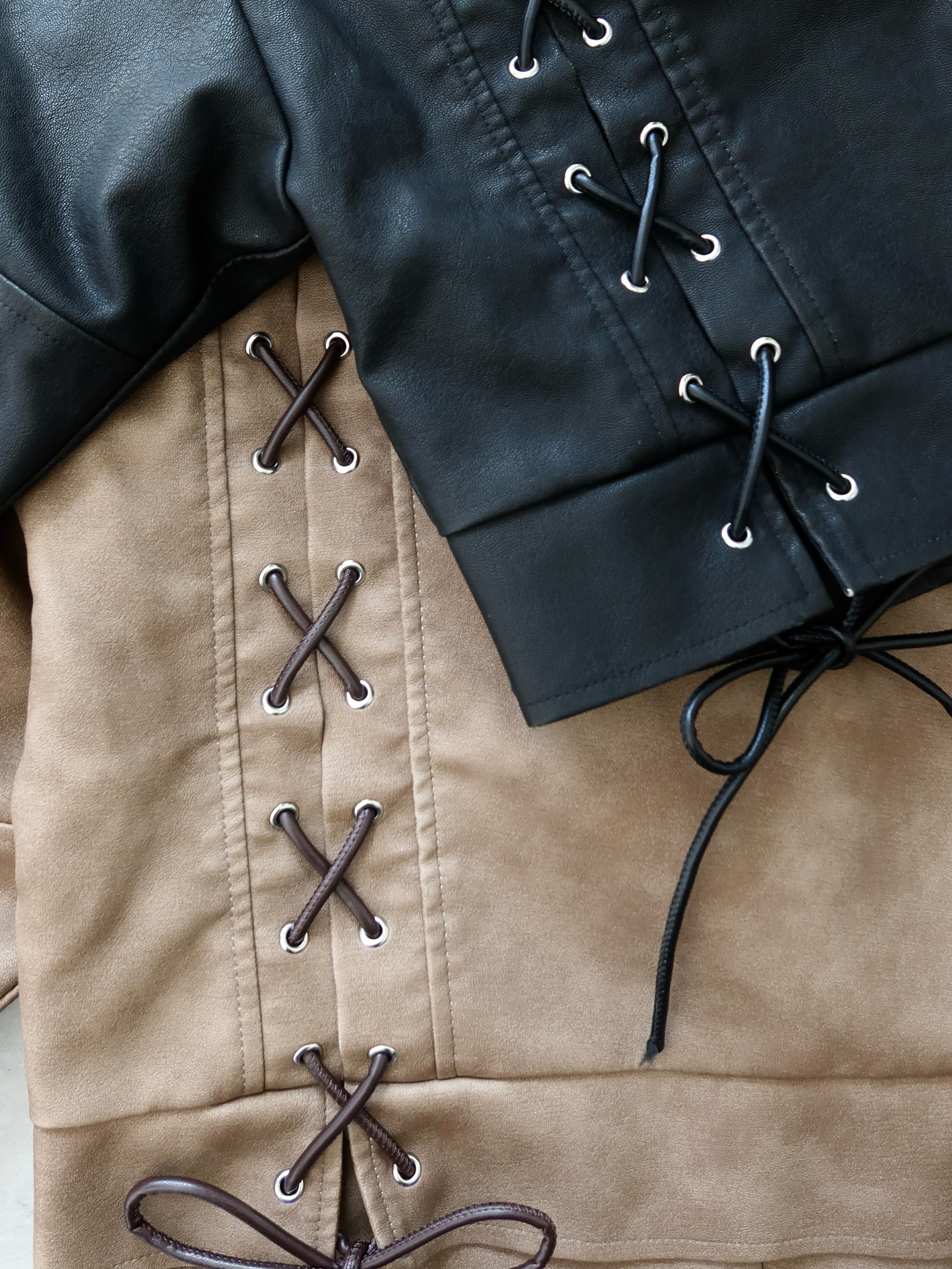 【予約】Lace up eco leather riders jacket(BRN 2月上旬発送予定)