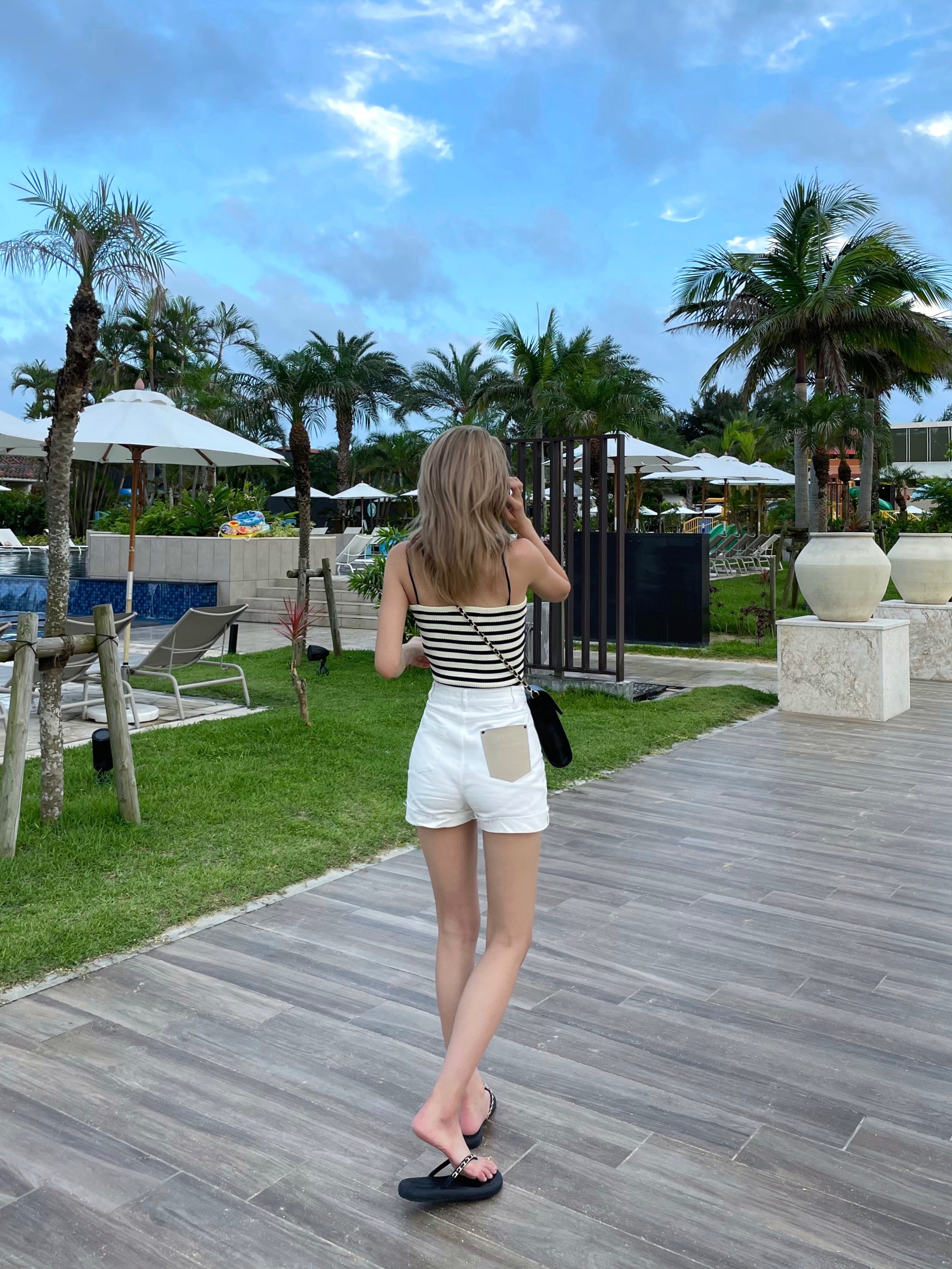 Roll up denim short pants