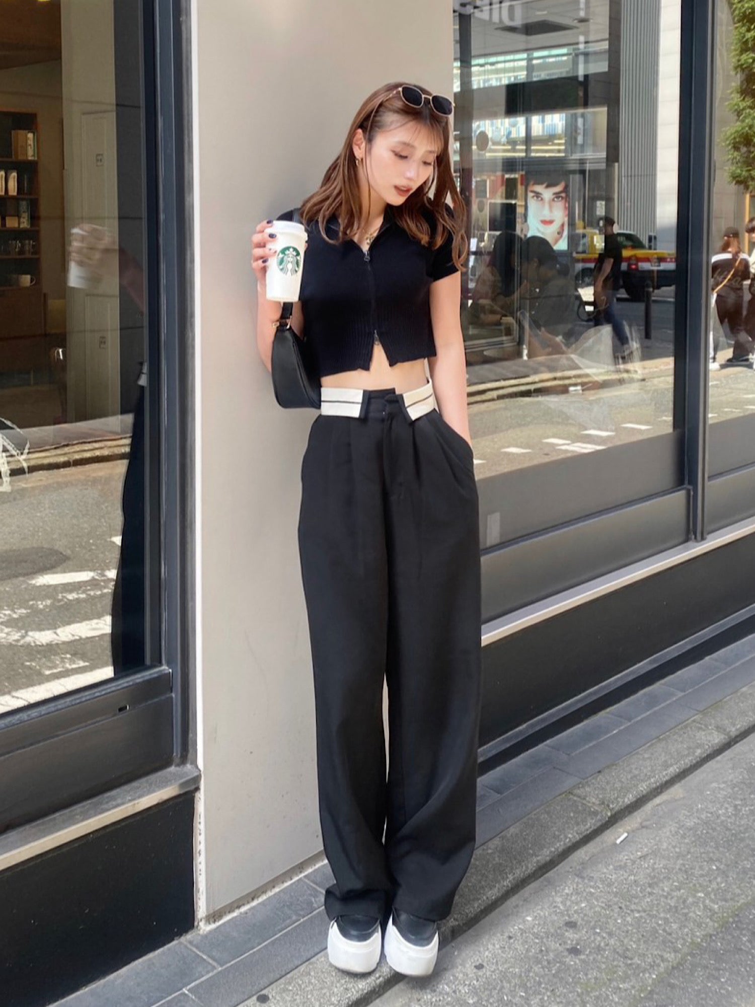 Double zip half sleeve tops