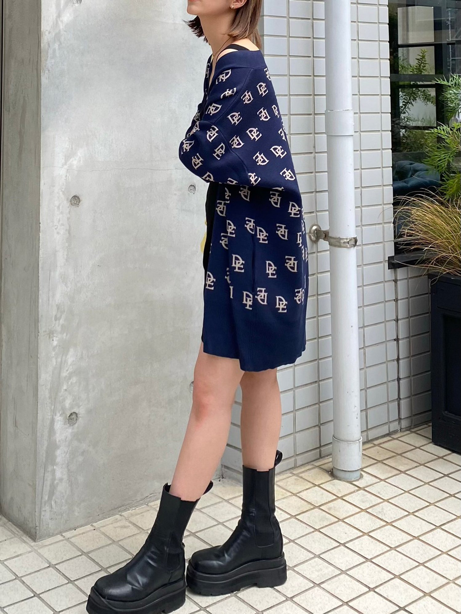 Monogram loose cardigan