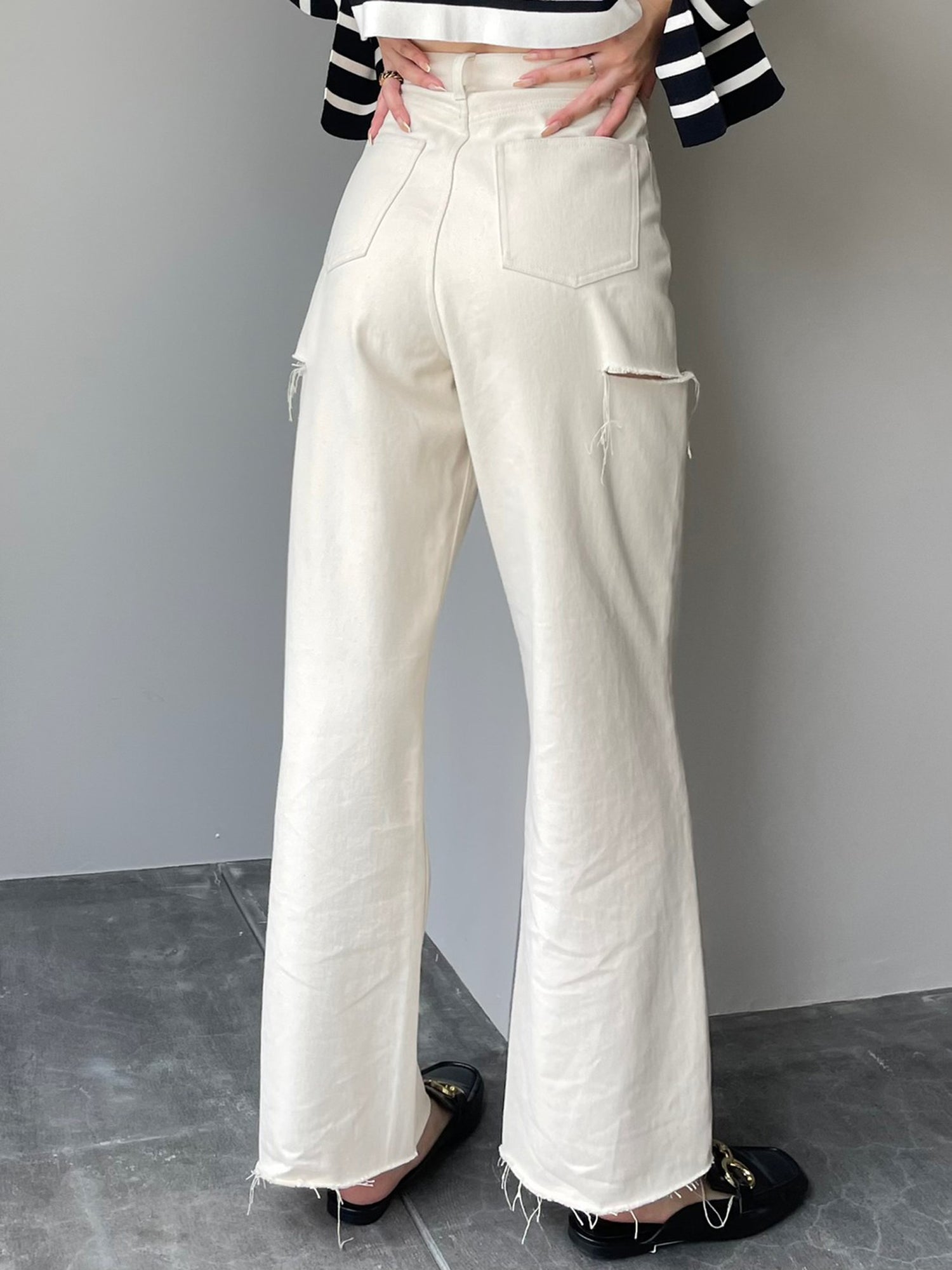 Twill fit flare pants