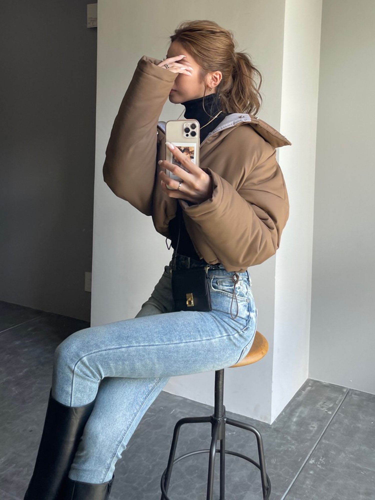 Inner pattern down jacket